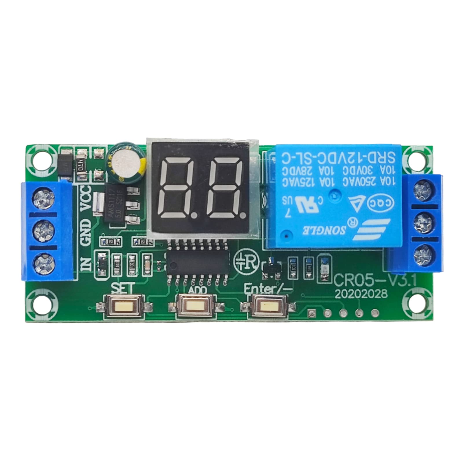 12V Digital LED Display Infinite Cycle Timer Relay Module - Adjustable ON/OFF Delay Switch for Home Automation, Industrial Control & DIY Projects (DC 5V/12V/24V Compatible)