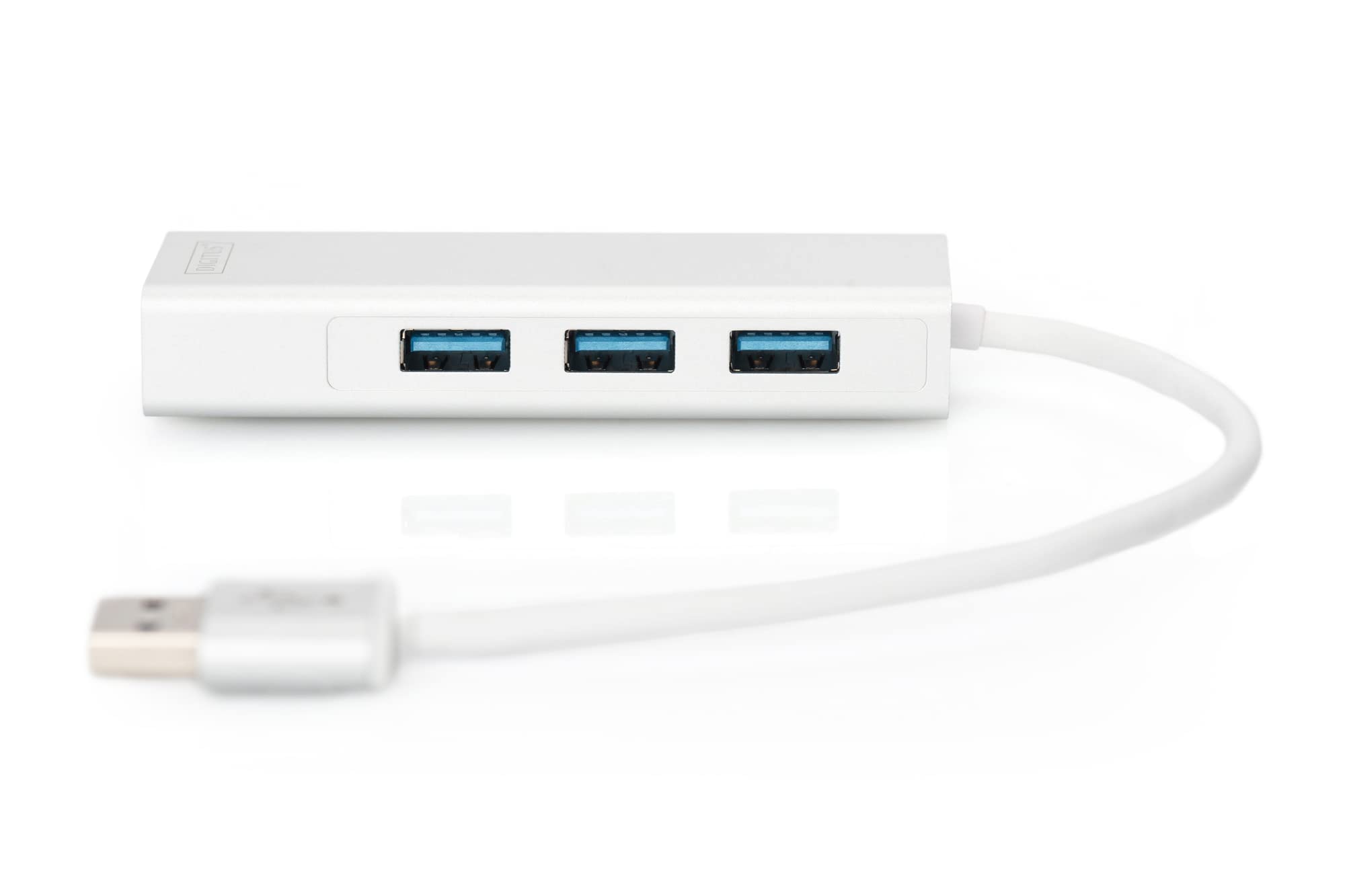 Assmann DIGITUS USB 3.0 3-Port Hub with Gigabit Ethernet Adapter - High-Speed Data Transfer for Laptop, Desktop, and Home Office Use
