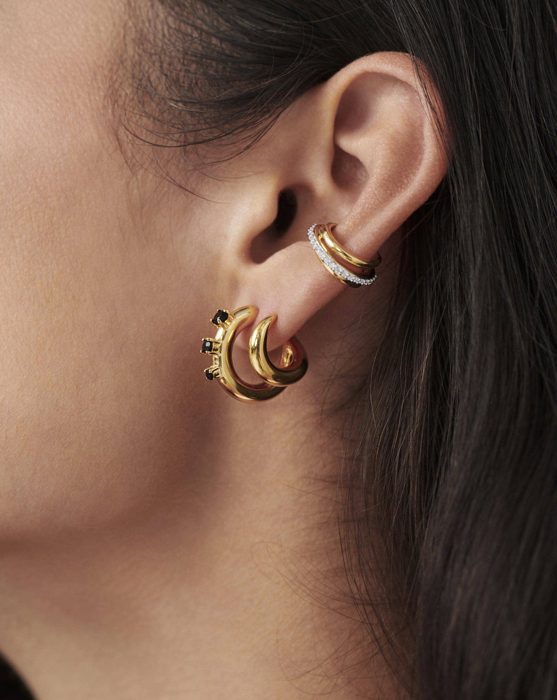 Celestial Pave Ear Cuff - 18k Gold Vermeil & Cubic Zirconia Earrings for Women | Elegant Cartilage Hoop, Helix Ear Jewelry for Parties, Weddings & Everyday Wear