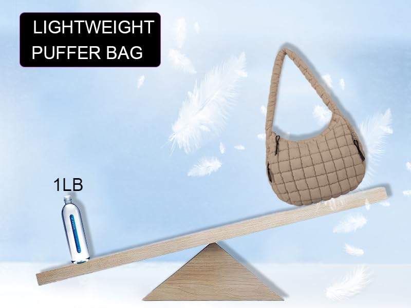 Quilted Puffer Crossbody Bag for Women - Large Lightweight Tote Shoulder Bag with Padding, Hobo Carryall Purse for Gym, Work & Travel | Casual Outfits, Daily Commute & Shopping