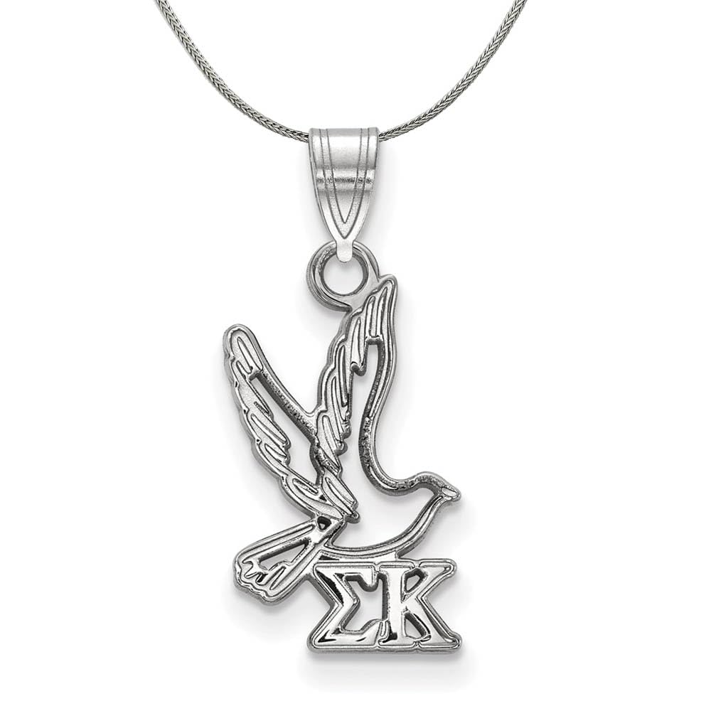 Sterling Silver Sigma Kappa Small Pendant Necklace with Black Bow - Perfect for Sorority Gifts, Graduation Jewelry & Everyday Wear