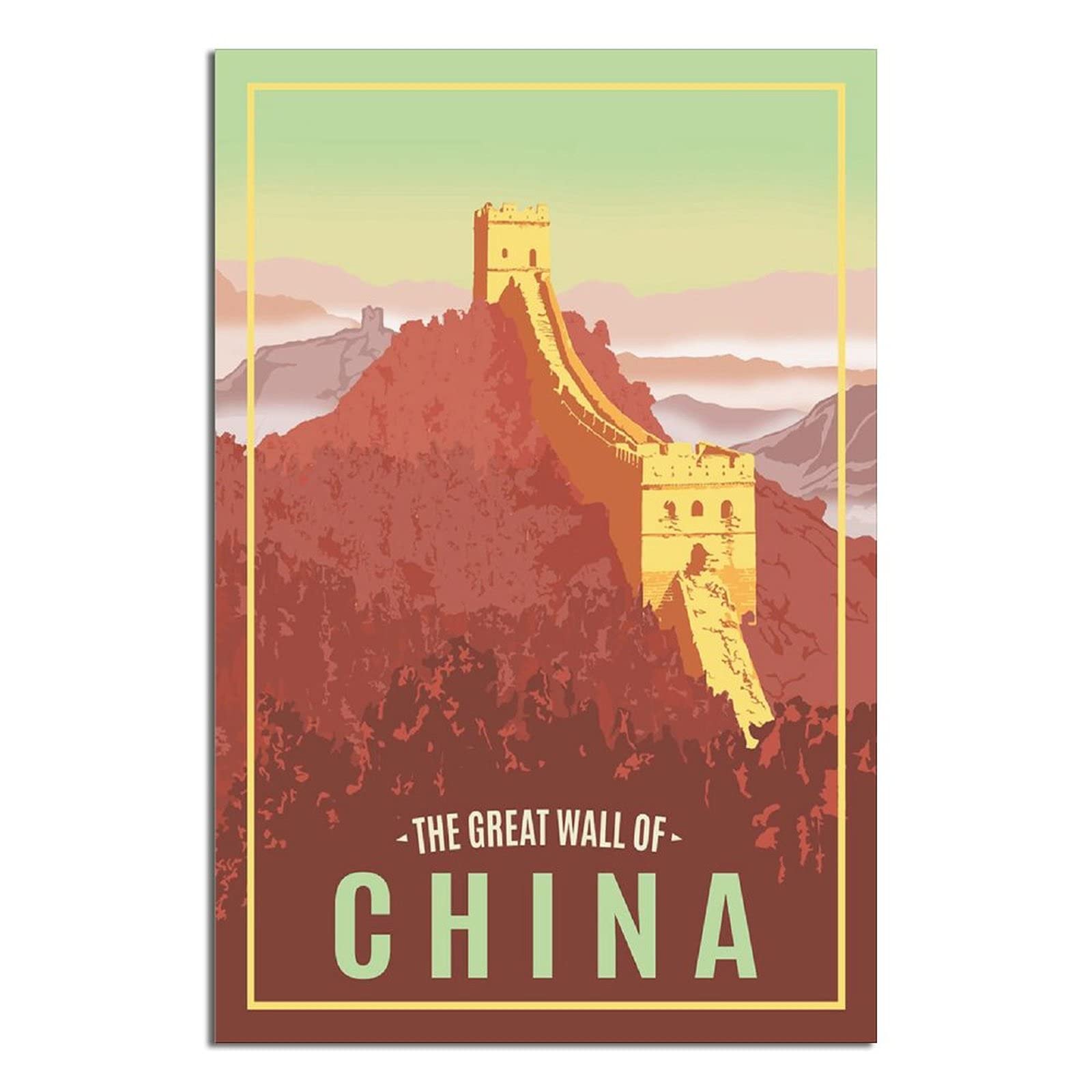 Vintage Great Wall of China Travel Poster - 12x18 Inch (30x45cm) Canvas Wall Art for Home & Office Decor - Perfect for Bedroom, Living Room & Gifts - Scenic Landscape Painting for Travel Enthusiasts & History Lovers
