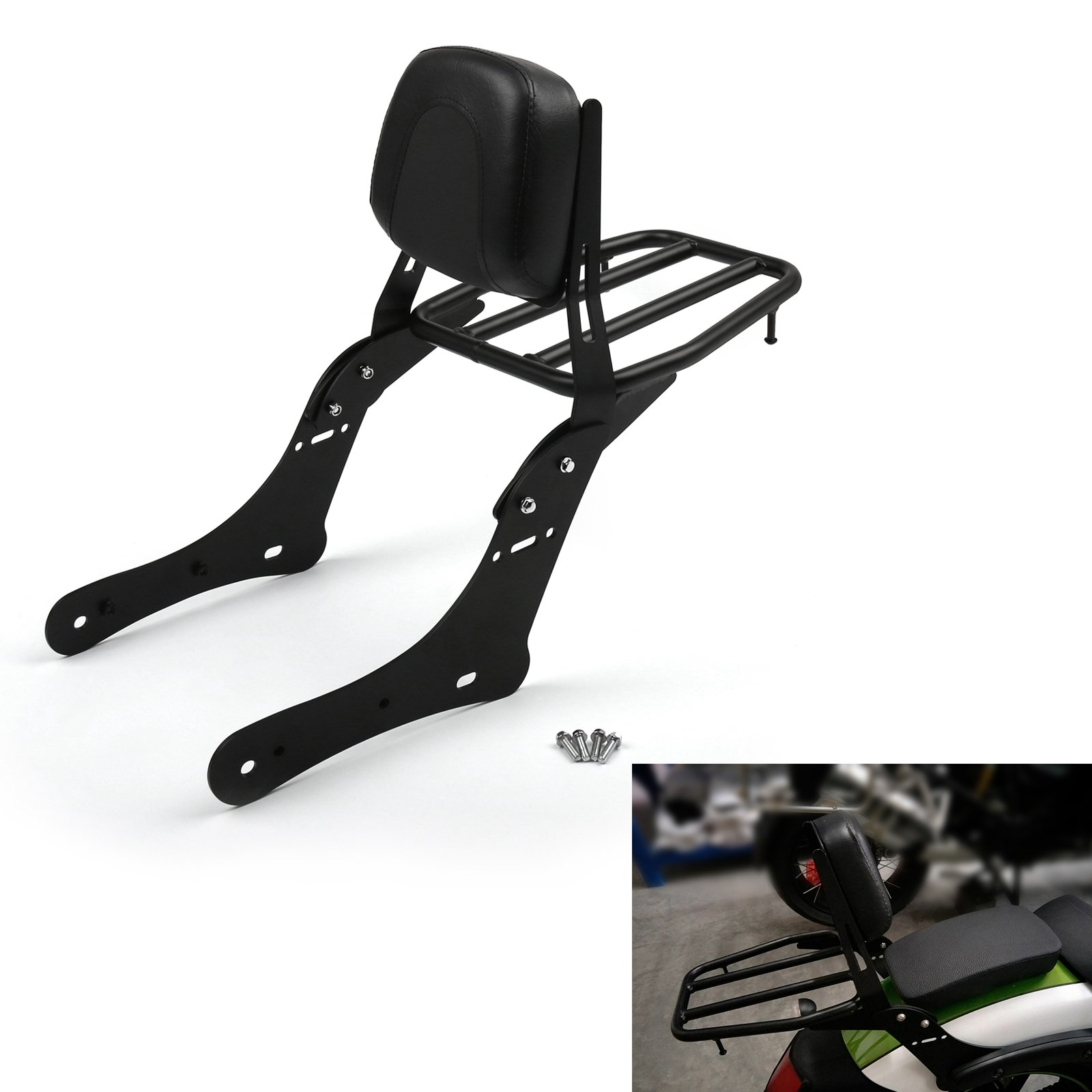 Kawasaki Vulcan S 650 VN650 Sissy Bar Backrest with Luggage Rack (2015-2020) - Comfortable Passenger Support & Cargo Storage for Long Rides & Road Trips
