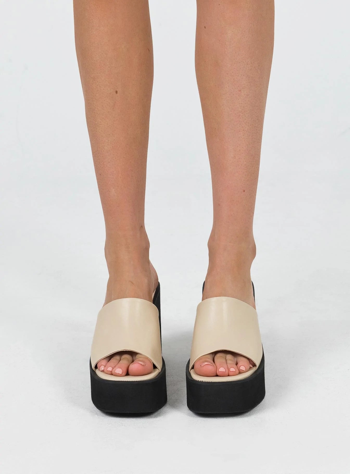 Beaufort Platform Heels for Women - Black & Beige High Heel Sandals | Comfortable Summer Wedding Party Shoes for Outdoor Events & Date Nights