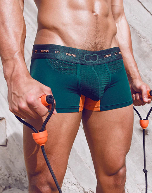 2eros Aktiv NRG Mesh Boxer Briefs for Men - Breathable & Comfortable Underwear for Sports, Gym & Everyday Wear - Green