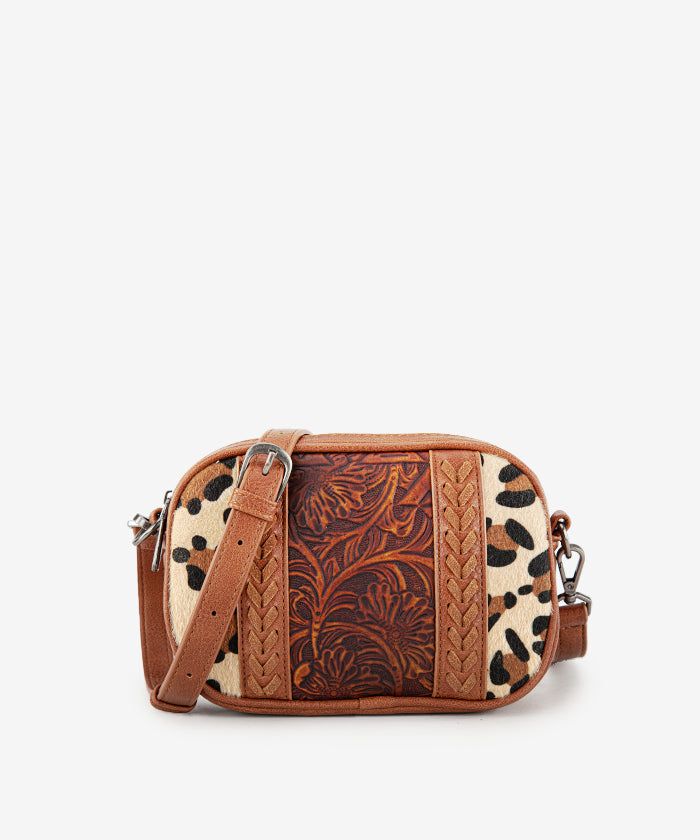 Montana West Genuine Leather Tooled Whipstitch Crossbody Bag for Women - Stylish & Durable Everyday Purse for Work, Travel & Shopping