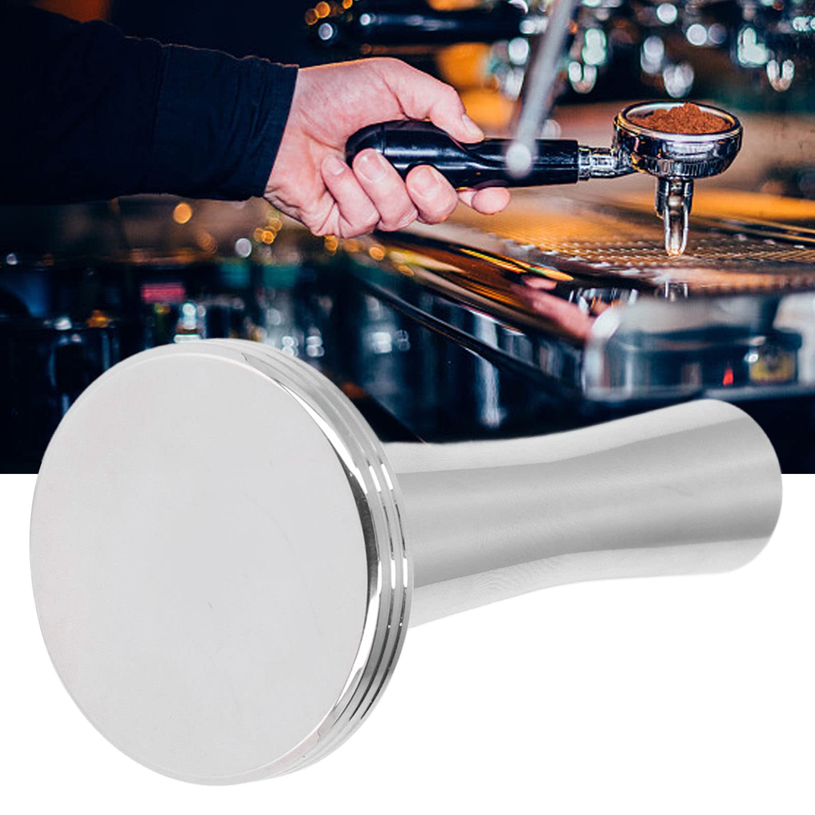 Premium 41mm Stainless Steel Coffee Tamper - Heavy Duty Espresso Powder Hammer for Barista & Home Brewing - Perfect for Espresso Machines & French Press Coffee Making