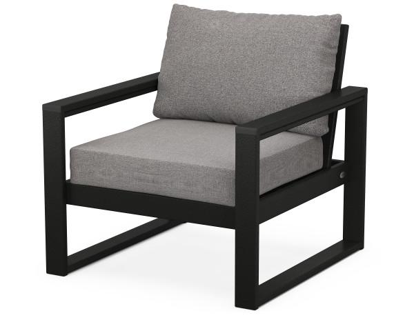 Polywood Black EDGE Club Chair - Durable Outdoor Furniture for Patio, Poolside & Garden - Weather-Resistant Recycled Plastic Adirondack Chair