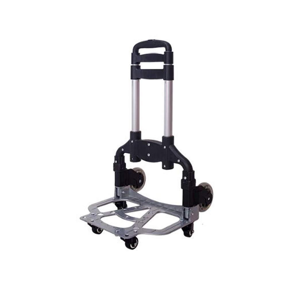 Collapsible Folding Wagon Cart - Portable Aluminum Shopping Trolley with Reusable Bags for Groceries, Beach, Camping & Outdoor Activities (Black)