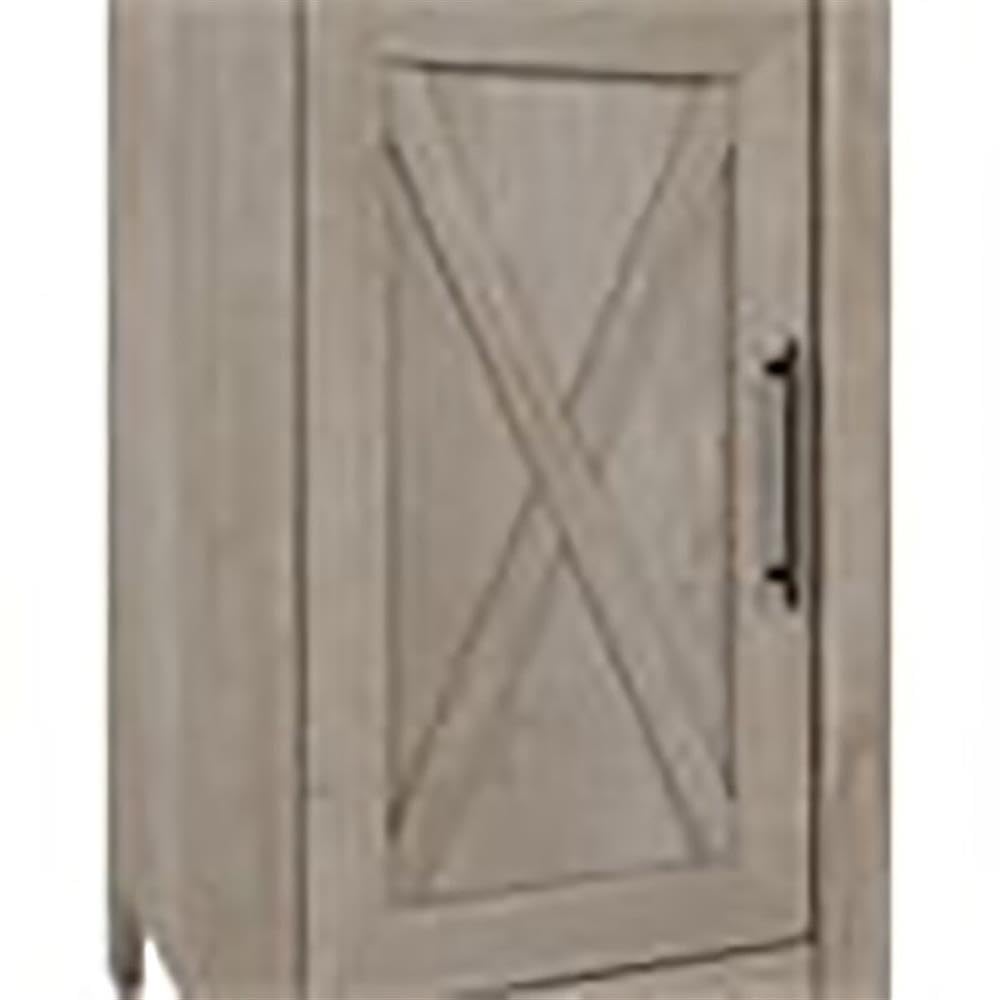 Farmhouse Style Gray Wood Computer Desk with Storage Shelf - Rustic Home Office Desk for Remote Work & Study