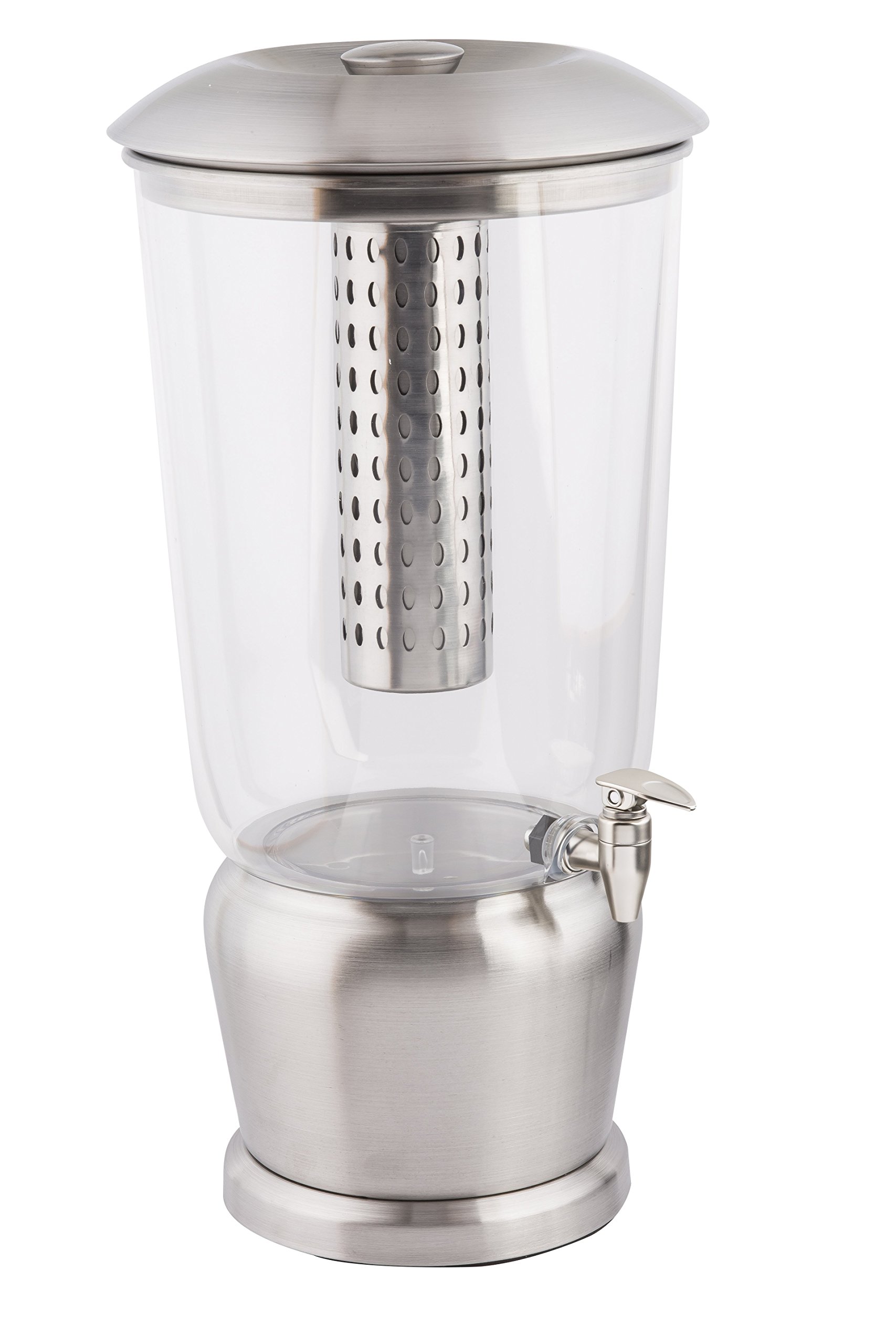 TableCraft 85 Large 5 Gallon BPA-Free Tritan Drink Dispenser with Fruit Infuser & Stainless Steel Stand - Perfect for Catering, Buffets, Home Parties, and Outdoor Events - Ideal for Lemonade, Iced Tea, and Cold Beverages