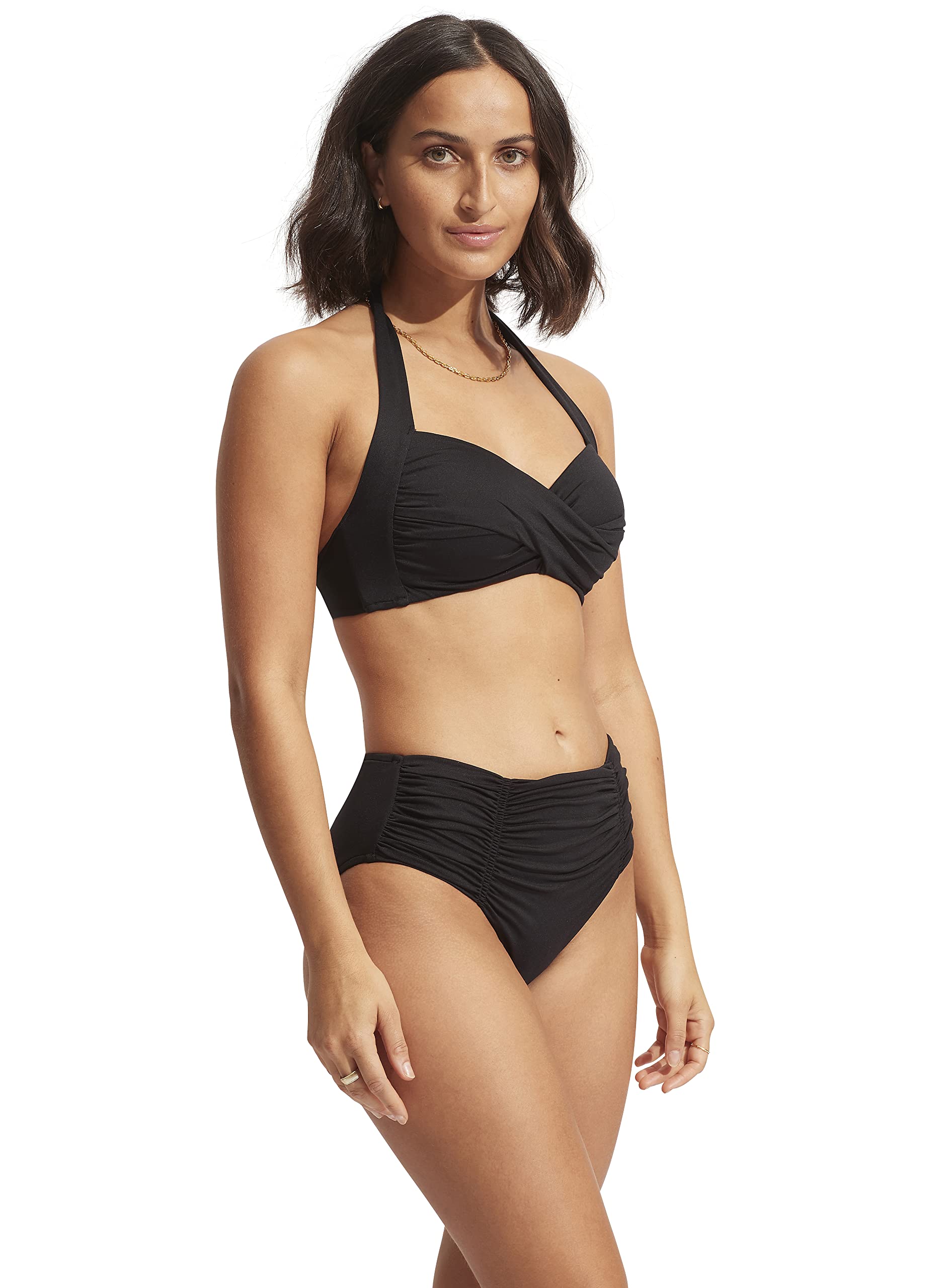 Seafolly Women's Twist Front Soft Cup Halter Bikini Top - Sexy Swimwear for Beach & Pool - Perfect for Summer Vacation, Tropical Getaways and Water Sports