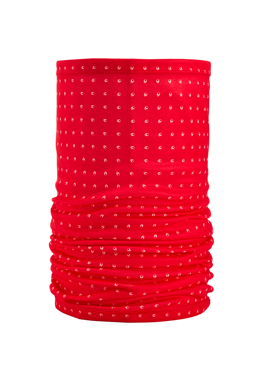Red & White Silo Neck Gaiter - Breathable Face Cover for Outdoor Activities, Hiking, Cycling, and Winter Sports