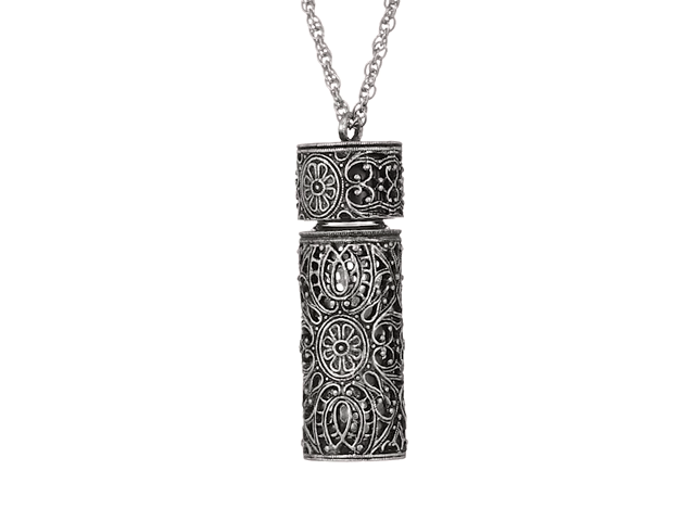 Antiqued Filigree 3.69 ML Glass Vial Pendant Necklace - Vintage 1928 Jewelry for Women, Perfect for Weddings, Parties & Special Occasions