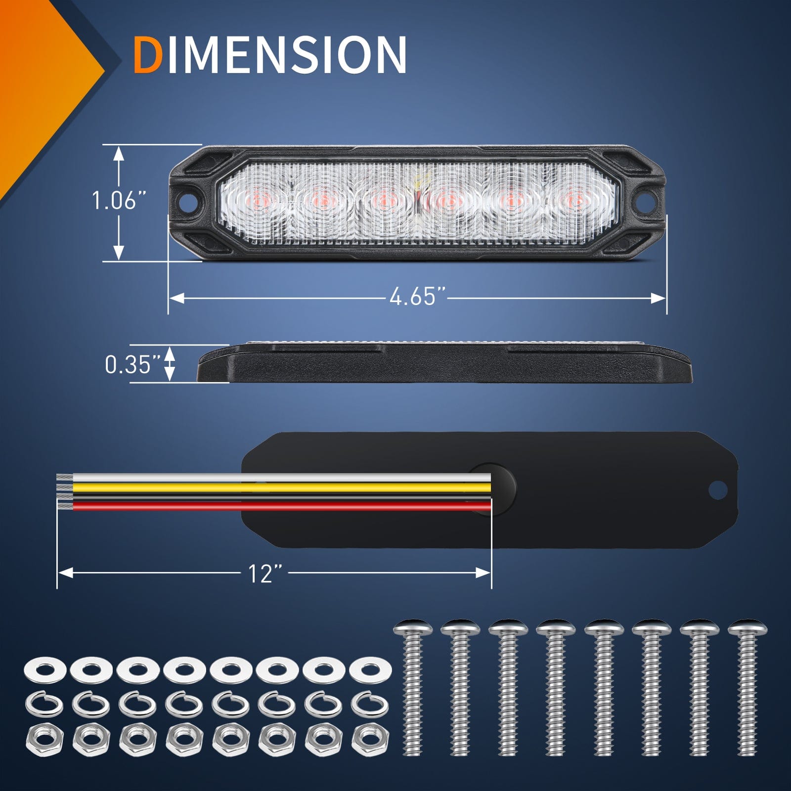 4PCS 6 LED Red Emergency Warning Strobe Lights - High Visibility Hazard Lights for Trucks, Vehicles & Emergency Situations - Perfect for Roadside Safety, Construction Zones & First Responders