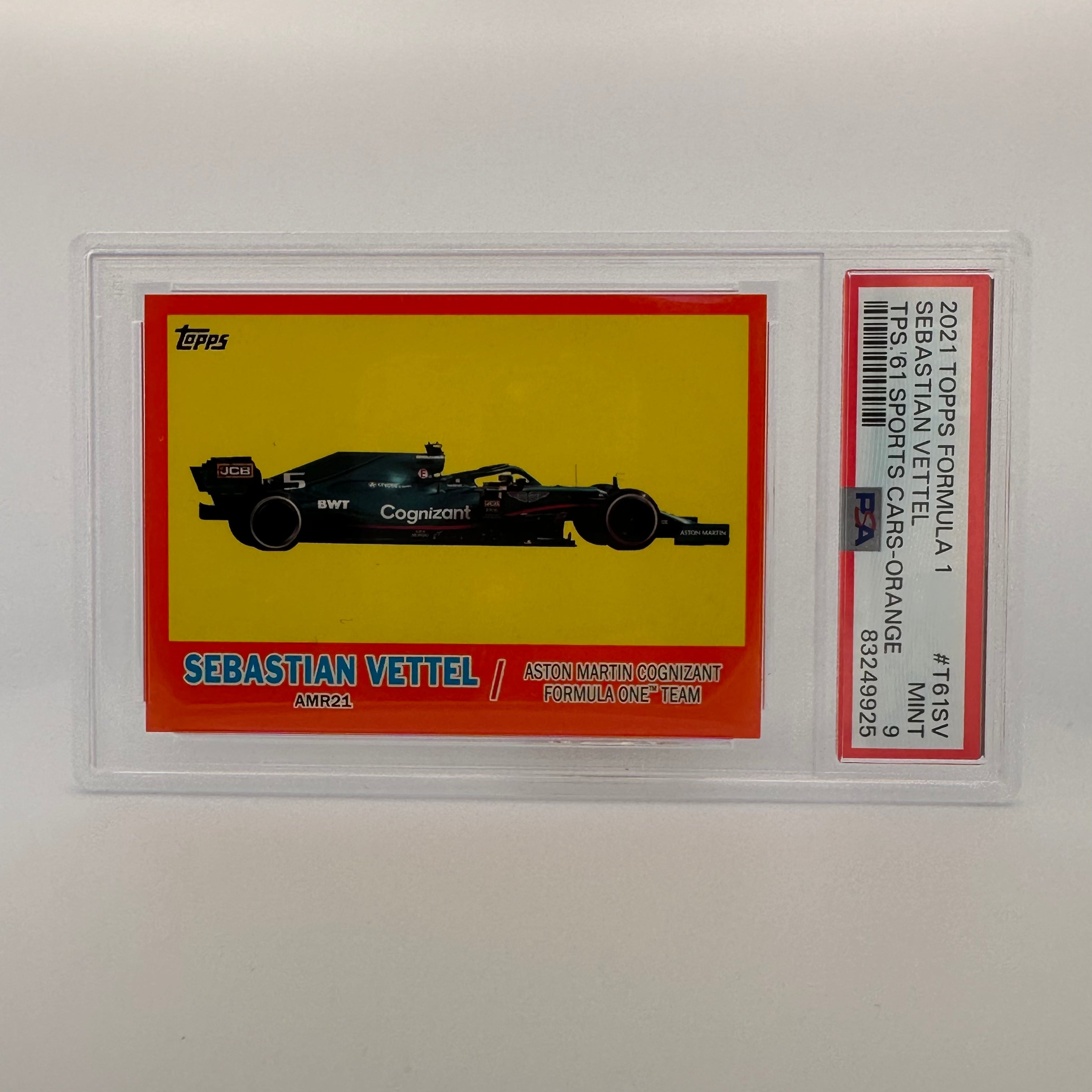 PSA 9 Graded 5/25 Sebastian Vettel 1961 Sports Cars Orange #T61SV - Perfect for Racing Memorabilia Collectors & Formula 1 Fans Display