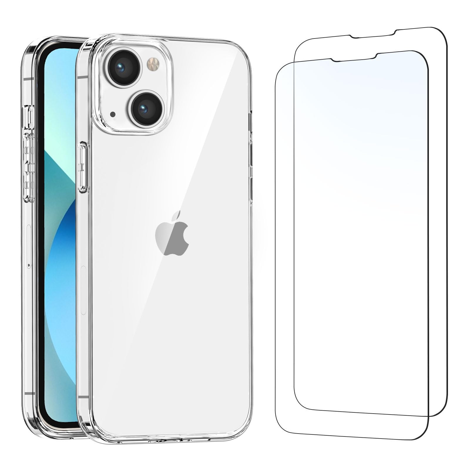 Ultra Clear iPhone 13 Mini Case (5.4 Inch) with 2 Pack Tempered Glass Screen Protectors - Soft TPU Gel Silicone Protective Cover for iPhone 13 Mini - Perfect for Everyday Use, Work & Travel Protection