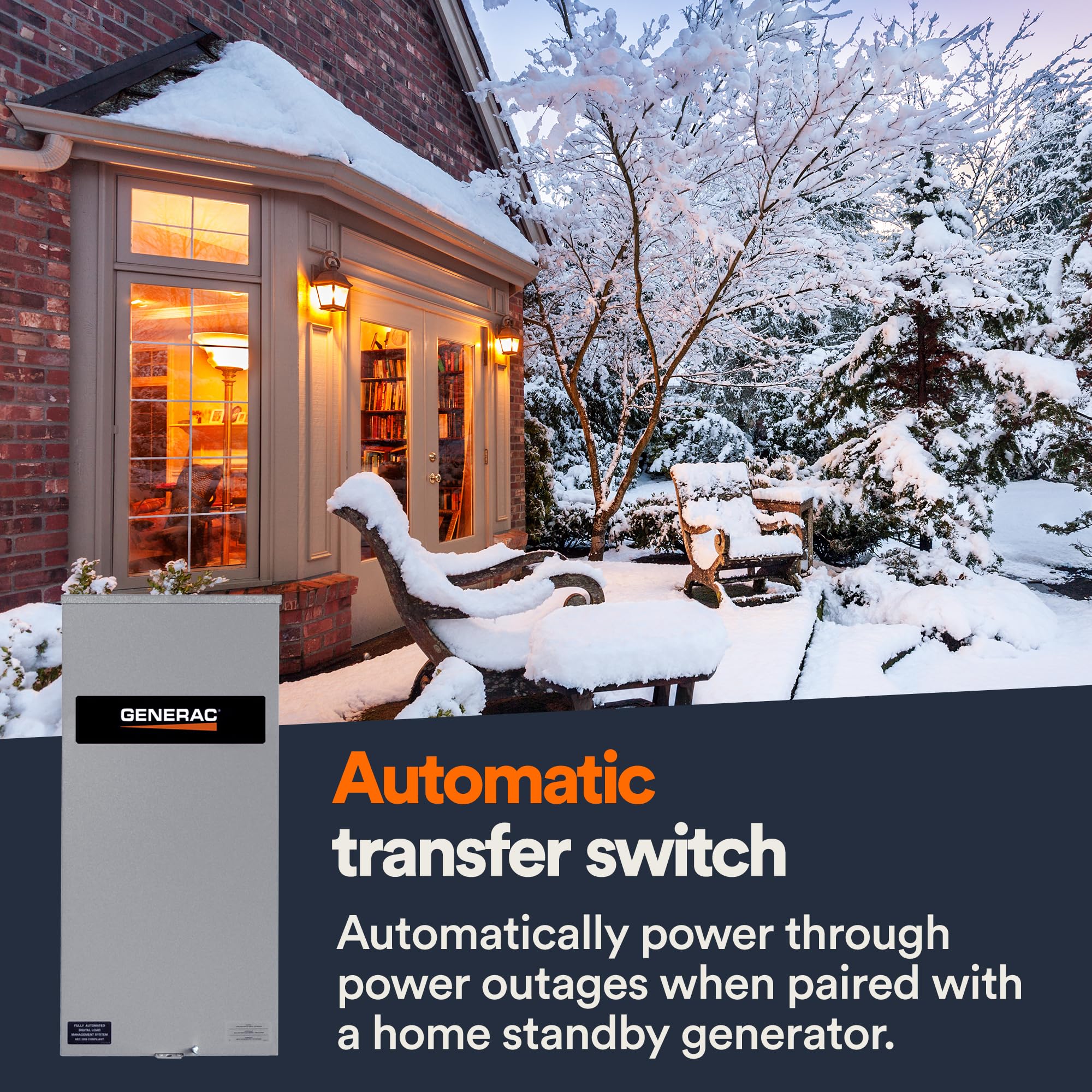 Generac RTSW300A3 300 Amp Automatic Transfer Switch - Single Phase Generator Switch, NEMA 3R Outdoor Rated Aluminum Enclosure - Service Entrance Rated for Reliable Power Transfer - Ideal for Home Backup, Commercial Buildings & Emergency Power Systems