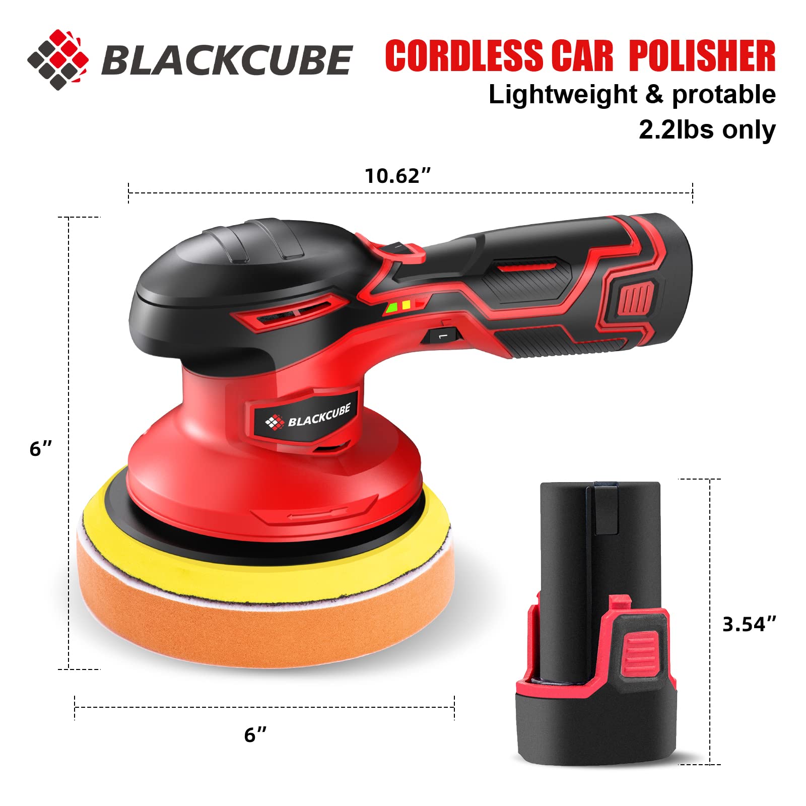 12V Cordless Car Buffer Polisher with 2000mAh Lithium Battery - 6-Speed Adjustable Car Polisher Kit for Detailing, Waxing & Scratch Removal - Perfect for Car Enthusiasts & Professional Auto Detailing