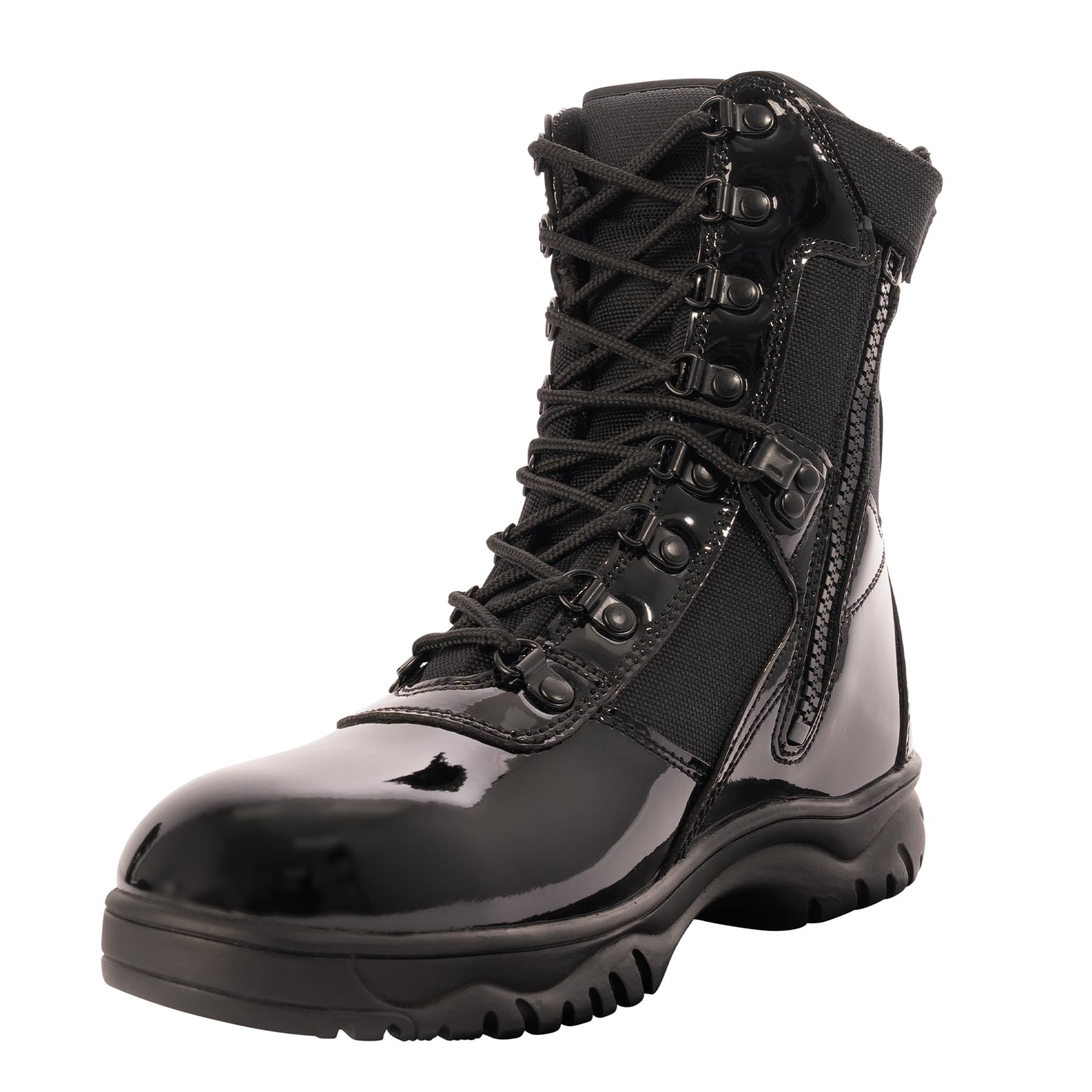 Rothco 8 Inch Forced Entry High-Gloss Tactical Boot with Side Zipper - Military & Law Enforcement Footwear for Outdoor, Hiking & Security Work