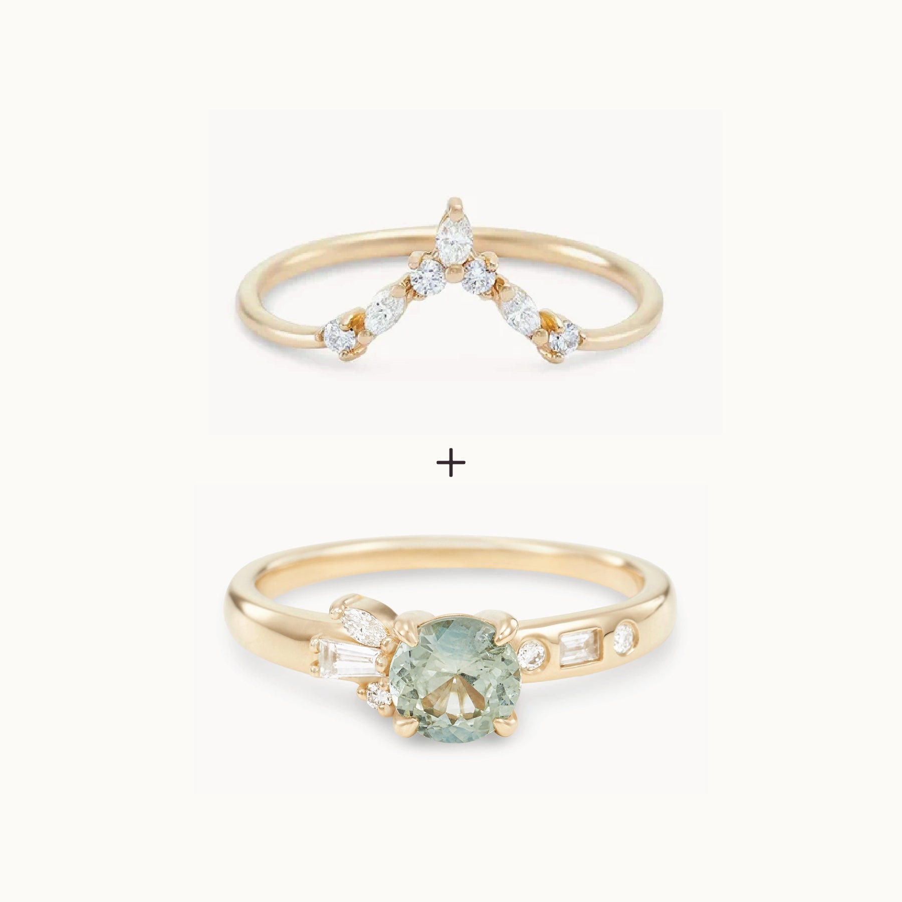 Unique Wild Lover’s Path Ring - 14K Yellow Gold with Round Sapphire Gemstone | Perfect for Anniversary Gifts, Engagement & Romantic Occasions