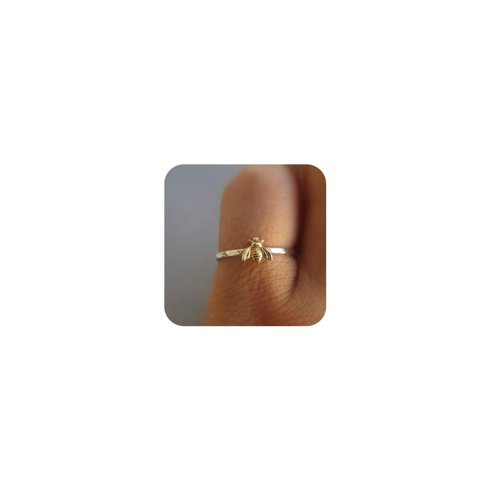 Cute Gold Honey Bee Ring for Women - Wedding Band, Size 6-10 - Perfect for Everyday Wear & Gifts