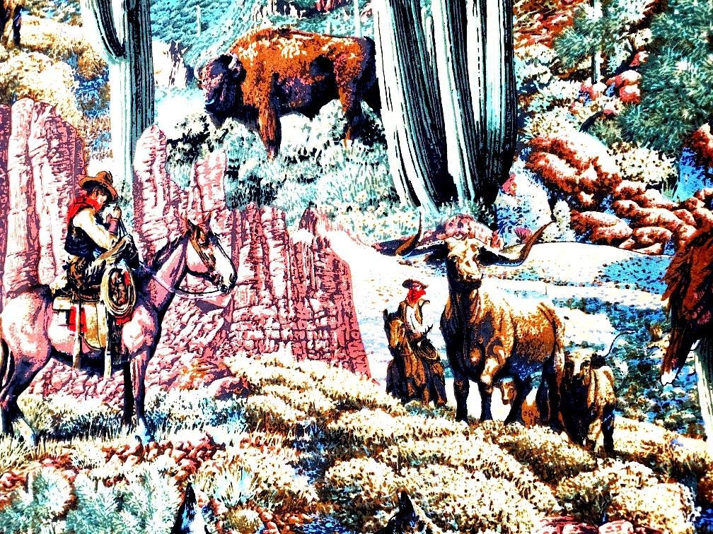 Western Landscape Cotton Fabric - 1/2 Yard for Quilting, DIY Crafts, and Home Decor | Premium Cotton Material for Sewing Projects, Patchwork, and Upholstery