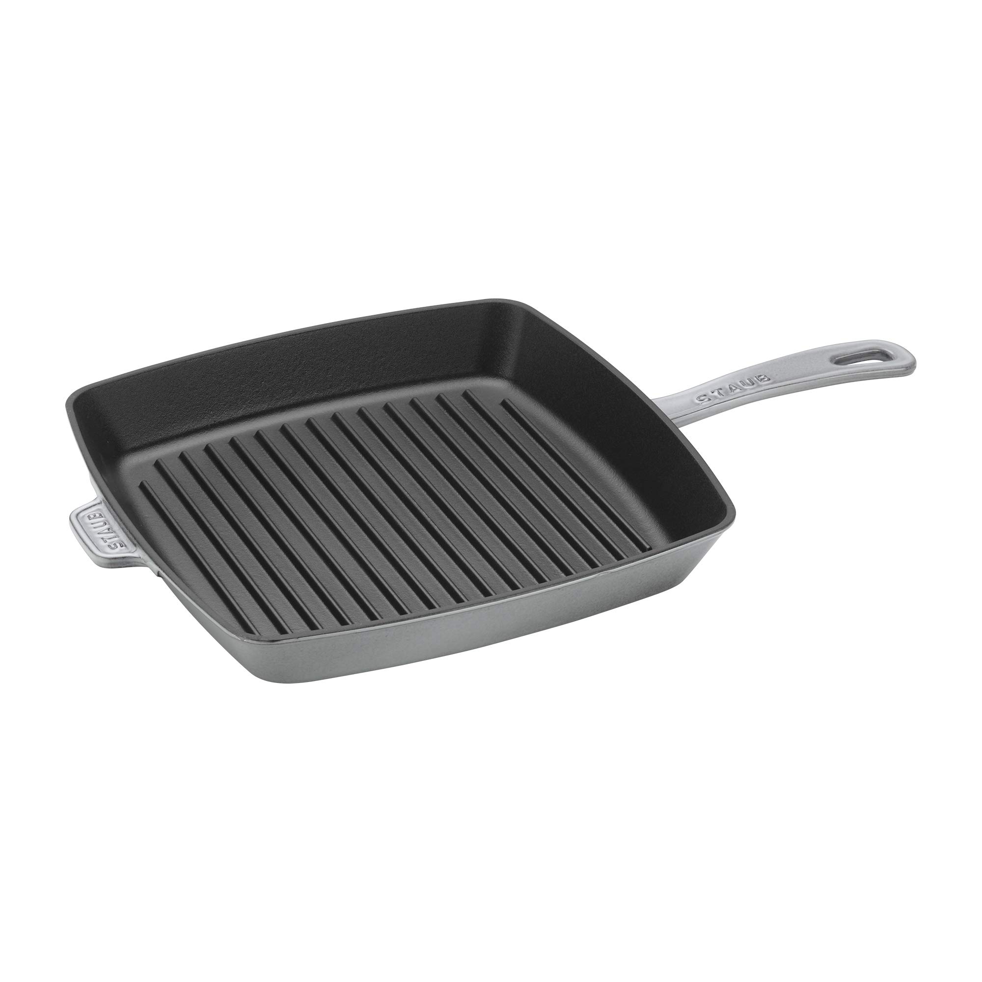Staub 12-Inch Square Cast Iron Grill Pan - Premium Graphite Grey, Made in France | Perfect for Indoor & Outdoor Grilling, BBQ, Steaks, Burgers & More