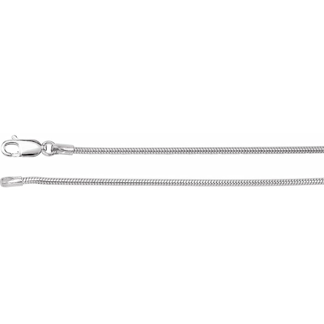 925 Sterling Silver Rhodium Plated 1.5mm Solid Snake Chain Necklace for Women - 16