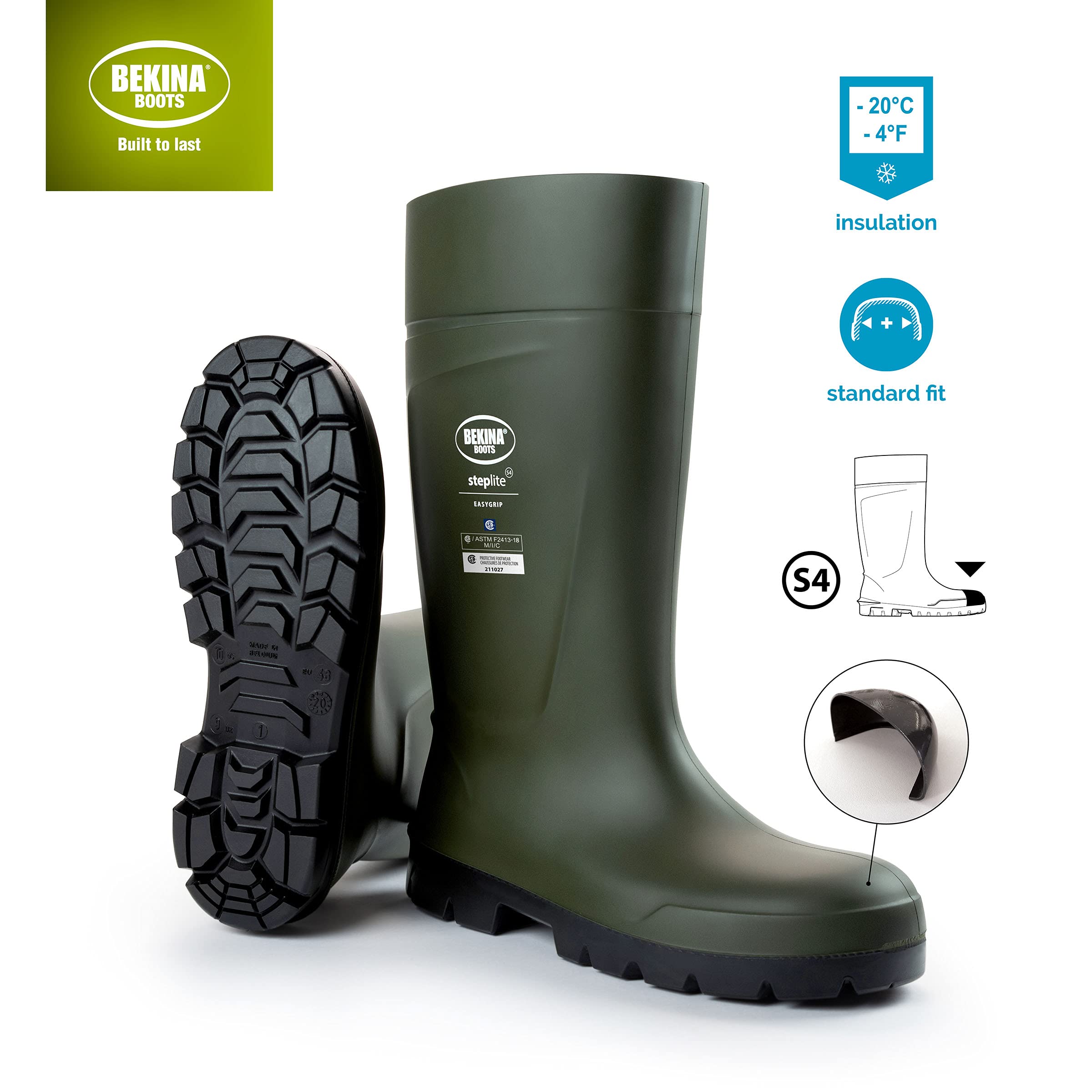 Bekina Steplite EasyGrip S4 Safety Toe Wellington Boots for Men & Women - Lightweight Waterproof Steel Toe Work Boots with SRC Certified Non-Slip Sole - Ideal for Construction, Farming, and Outdoor Work