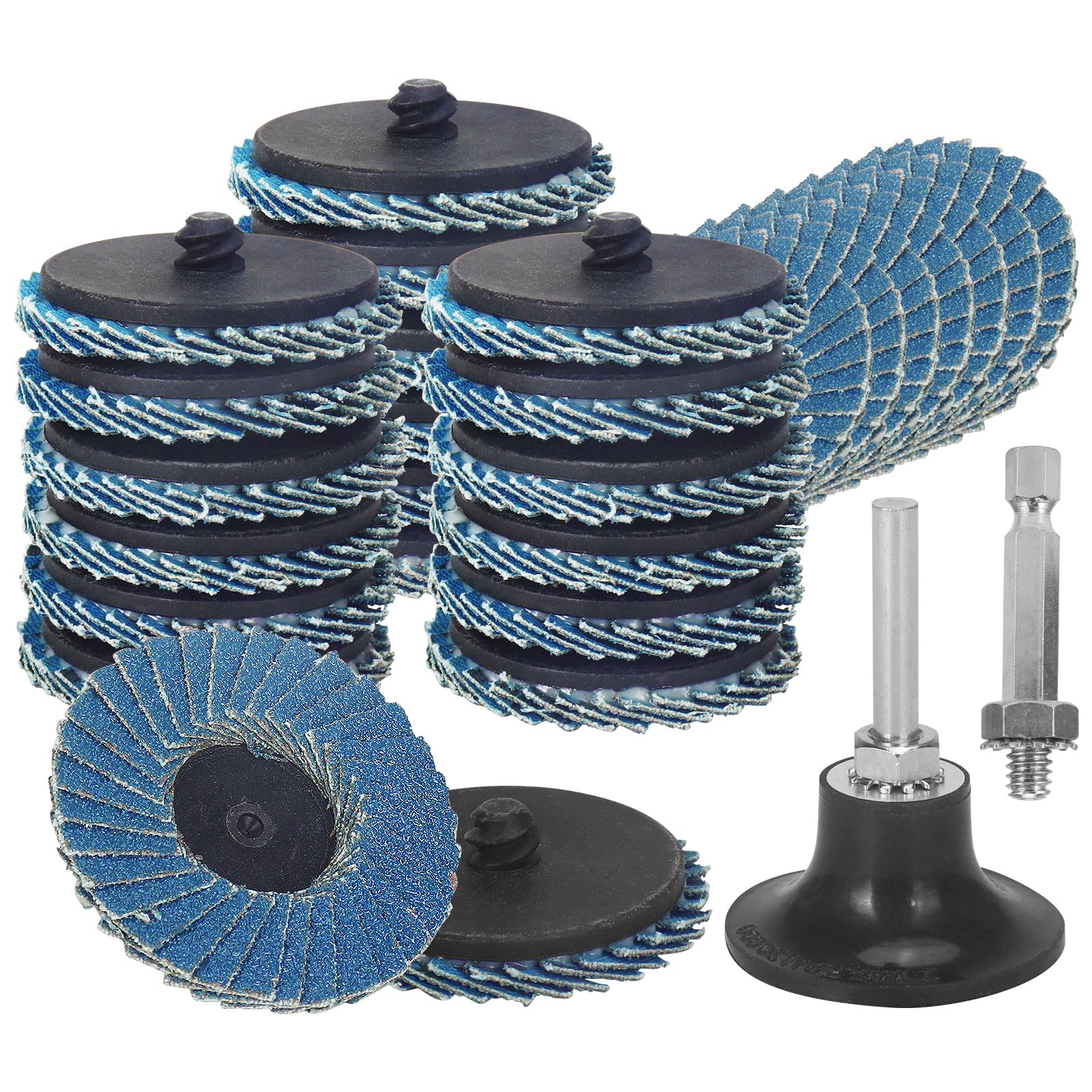 20Pcs 2 Inch Zirconia Mini Flap Disc Set - 40/60/80/120 Grit Quick Change Sanding Discs with 1/4