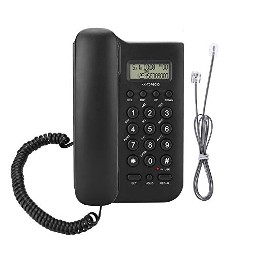 Black Wired Corded Landline Telephone with Backlit Display for Home & Office - Traditional Desk Phone Powered by Telephone Line - Perfect for Hotels, Businesses, and Residential Use