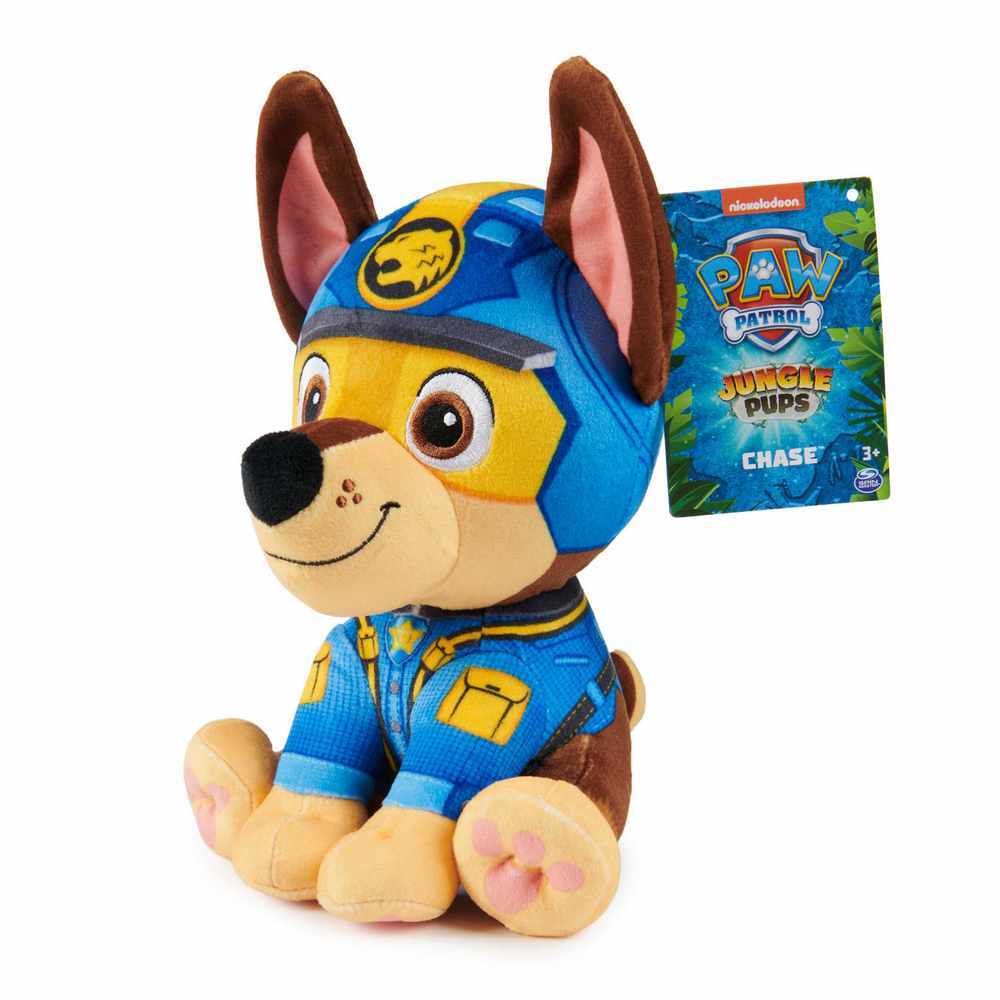 PAW PATROL JUNGLE PUPS Chase 8 Inch Plush Toy - Soft Stuffed Animal for Kids, Perfect Gift for Birthday & Christmas | Playtime, Bedtime Companion & Collectible