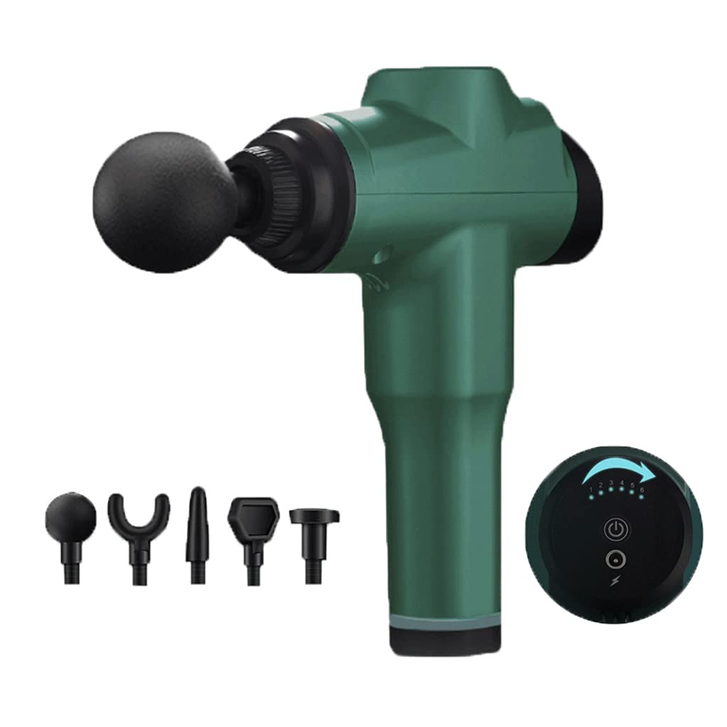 Electric Percussion Massage Gun - 6 Speed Levels & 5 Interchangeable Heads for Deep Tissue Muscle Relief, Portable Handheld Massager for Back, Neck, Leg Pain - Perfect for Post-Workout Recovery, Athletes & Home Use