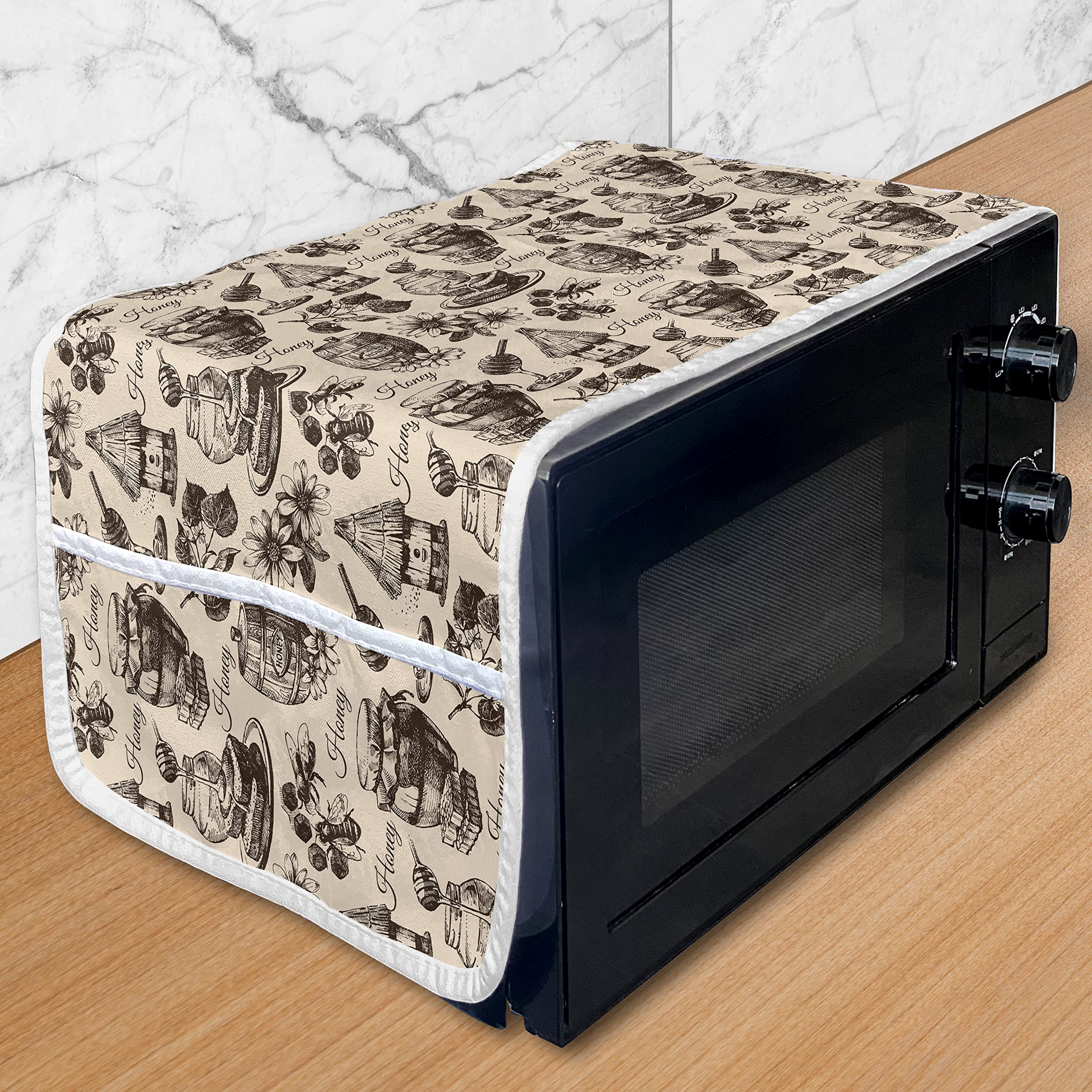 Ambesonne Vintage Honey Microwave Cover - Waterproof Kitchen Organizer for Home Use