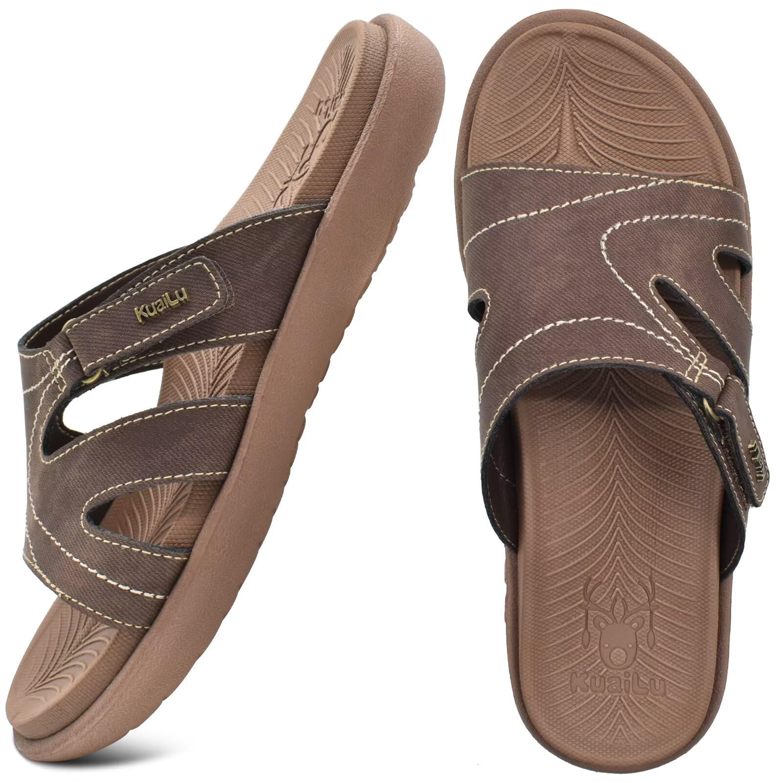 **KuaiLu Women's Orthotic Slides - Lightweight Athletic Yoga Sandals with Thick Cushion & Arch Support for Plantar Fasciitis - Perfect for Yoga, Running, and Home Comfort**