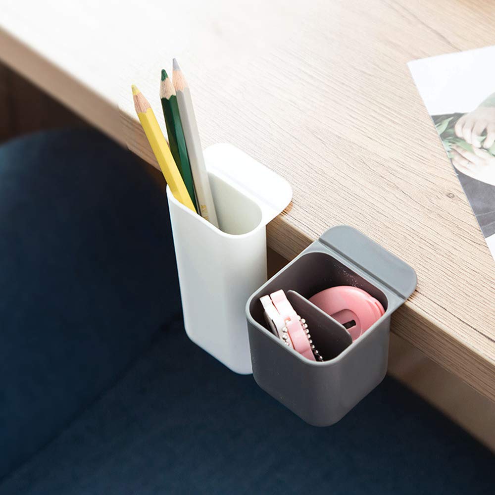 Creative DIY Screen Pen Pencil Holders - 2 Pack Grey Desktop Organizer for Computer Monitor, Perfect for Office, Home & School Workspace Organization