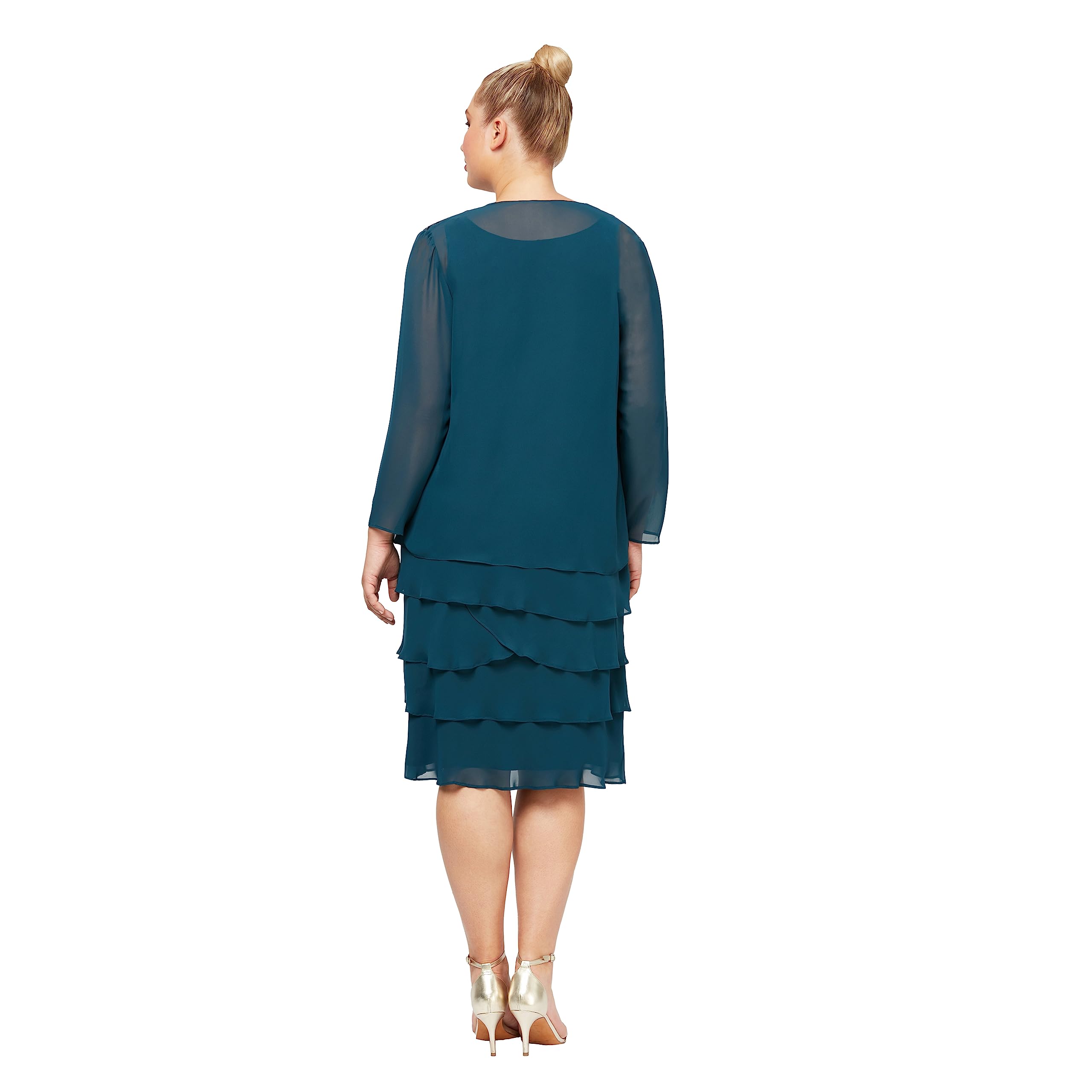 Plus Size Embellished Shoulder Chiffon Jacket for Women | Elegant Tiered Blazer | Mother of The Bride Dress | Perfect for Weddings, Parties & Special Occasions