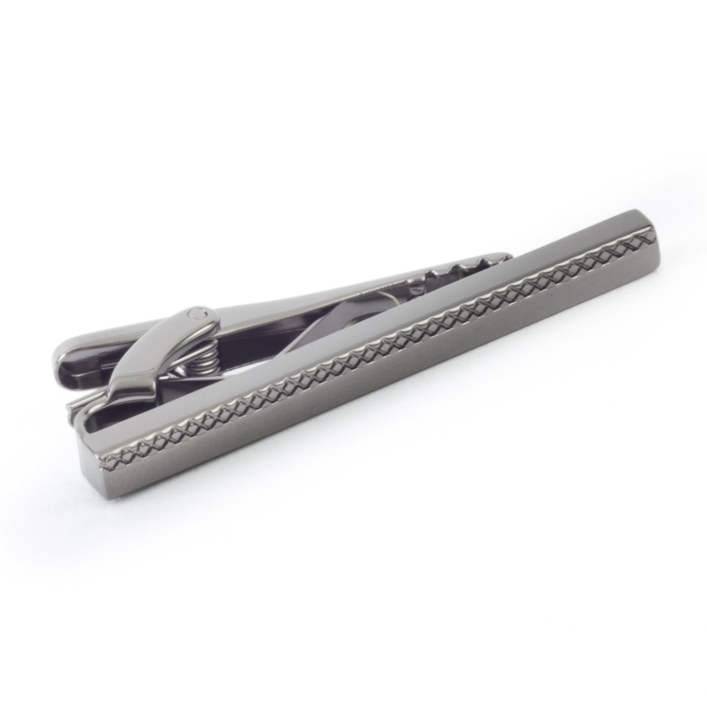 Men's Gun Metal Textured Tie Clip - Stylish Gray Necktie Accessory for Formal Wear, Weddings & Business Meetings