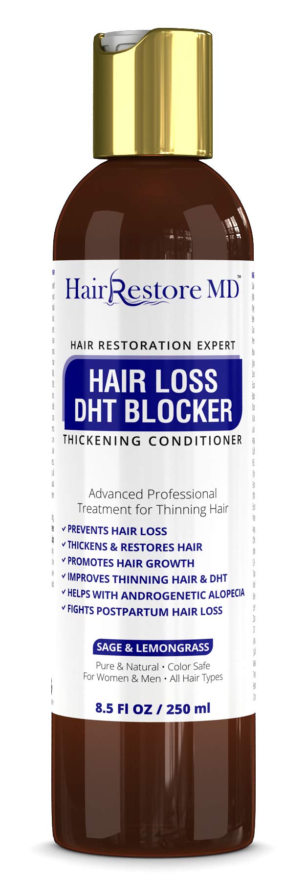 DHT Blocker Hair Thickening Conditioner with Biotin & Caffeine - Sage Lemongrass Formula for Hair Growth, Thinning Hair Treatment & Regrowth - Ideal for Fine Hair Care & Daily Scalp Nourishment (Perfect for Men & Women Seeking Fuller, Healthier Hair)