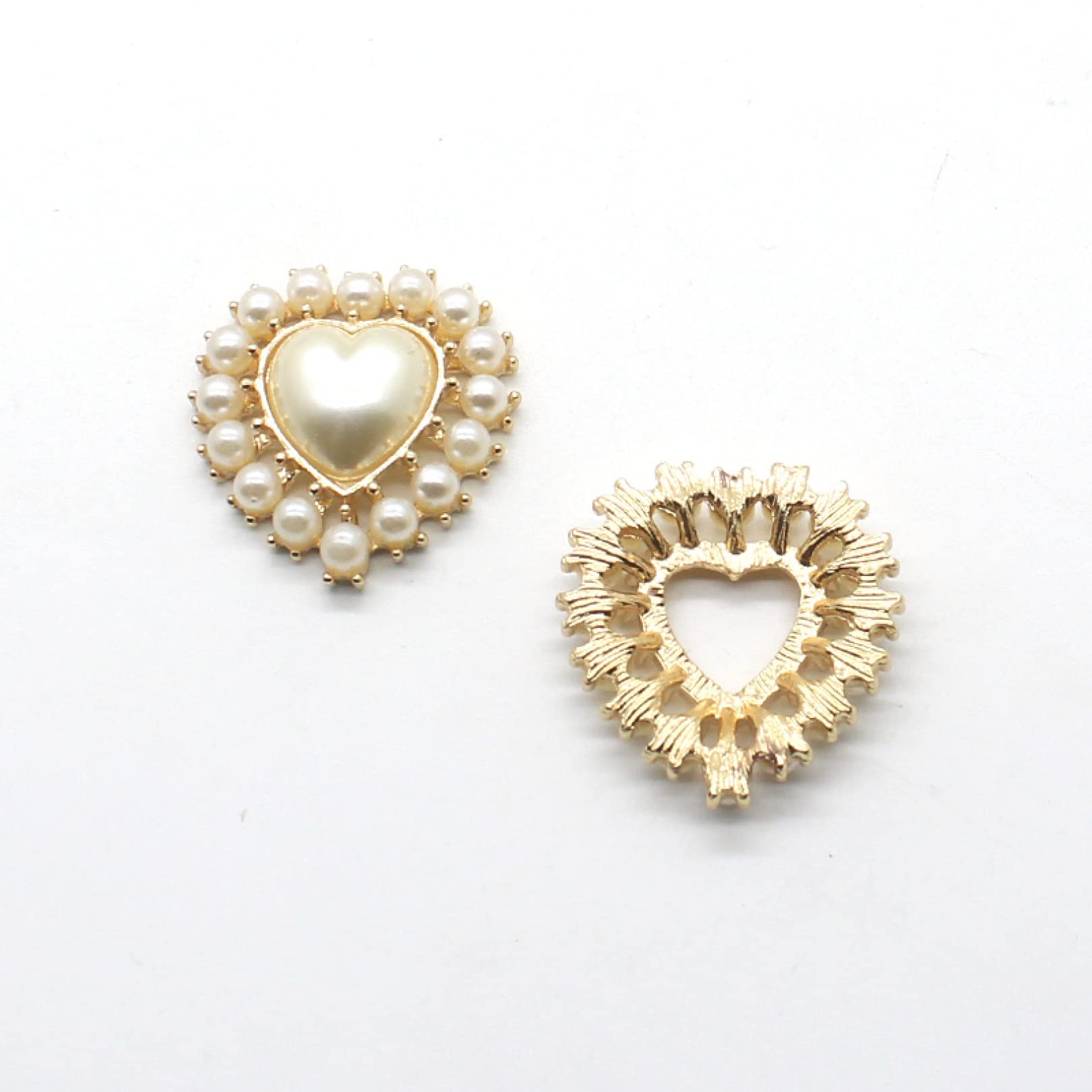 10pcs Heart Pearl Alloy Buttons for Clothing DIY, Women's Hair Accessories & Wedding Decor - Perfect for Dressmaking, Scrapbooking & Bridal Party Favors