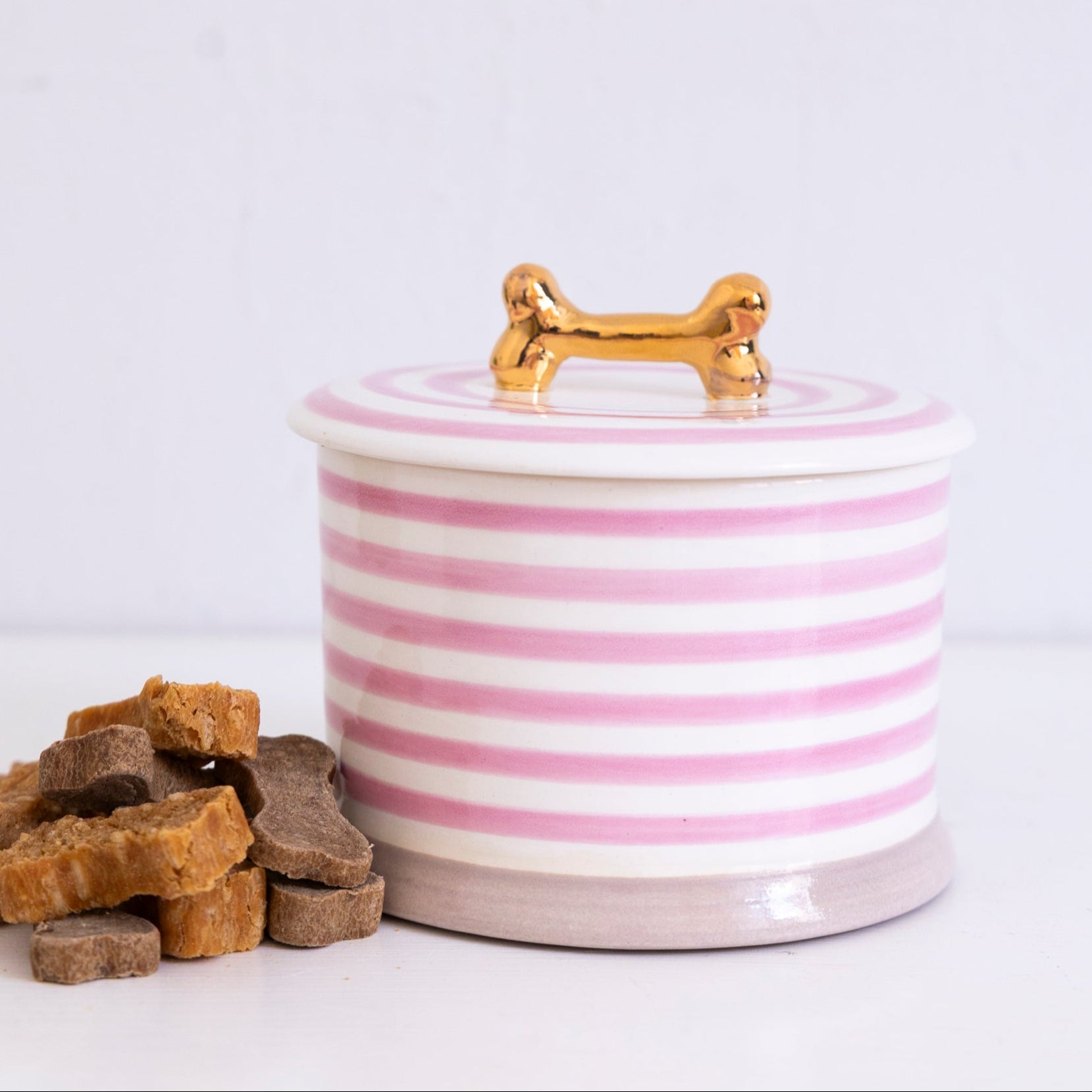 Jill Rosenwald X Polkadog Bone Jar - Pinkie Swear Ceramic Dog Treat Storage | Perfect for Pet Treats, Cookies & Snacks Organization at Home or Travel