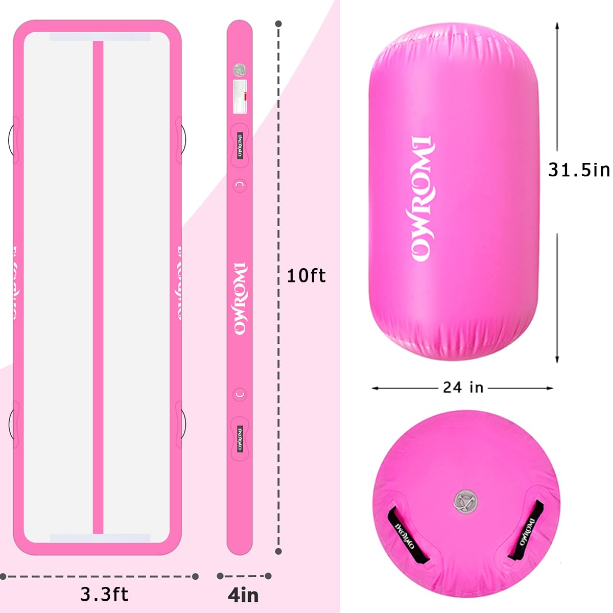 Inflatable Gymnastics Air Mat with Electric Pump - Tumble Track & Air Barrel for Backbend Training | Portable Gymnastics Equipment for Home, Gym & Outdoor Practice | Perfect for Kids, Teens & Adults