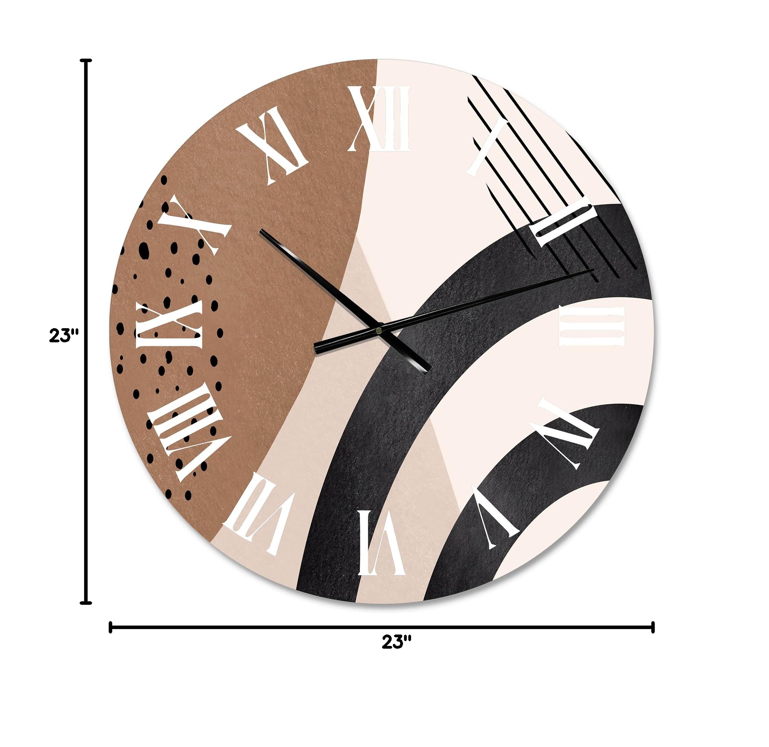 Abstract Shapes in Terracotta and Ivory Wall Clock - Large Modern Kitchen Decor with Fractal Design | Perfect for Living Room, Bedroom & Office