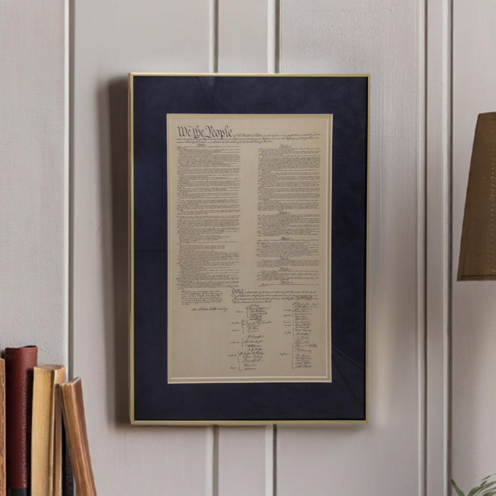 U.S. Constitution Parchment Poster in Classic Metal Frame - Vintage American History Document Display for Home, Office & Classroom Decor
