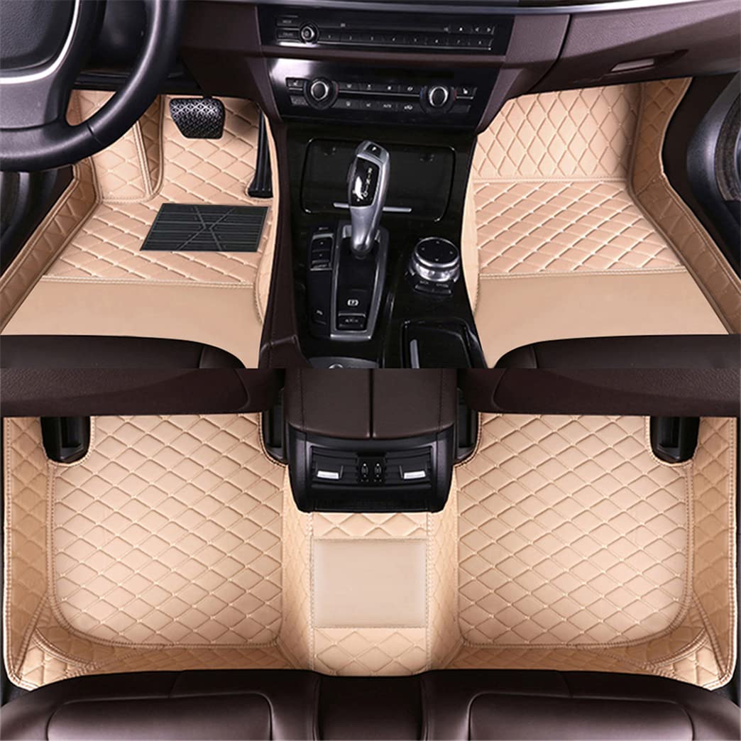Custom Car Floor Mats - Premium All-Weather Waterproof Floor Liners for Sedan, Hatchback, SUV, Truck & Van | Luxury Leather Protection with Full Coverage (Beige) | Perfect for Daily Commute, Road Trips & Off-Road Adventures
