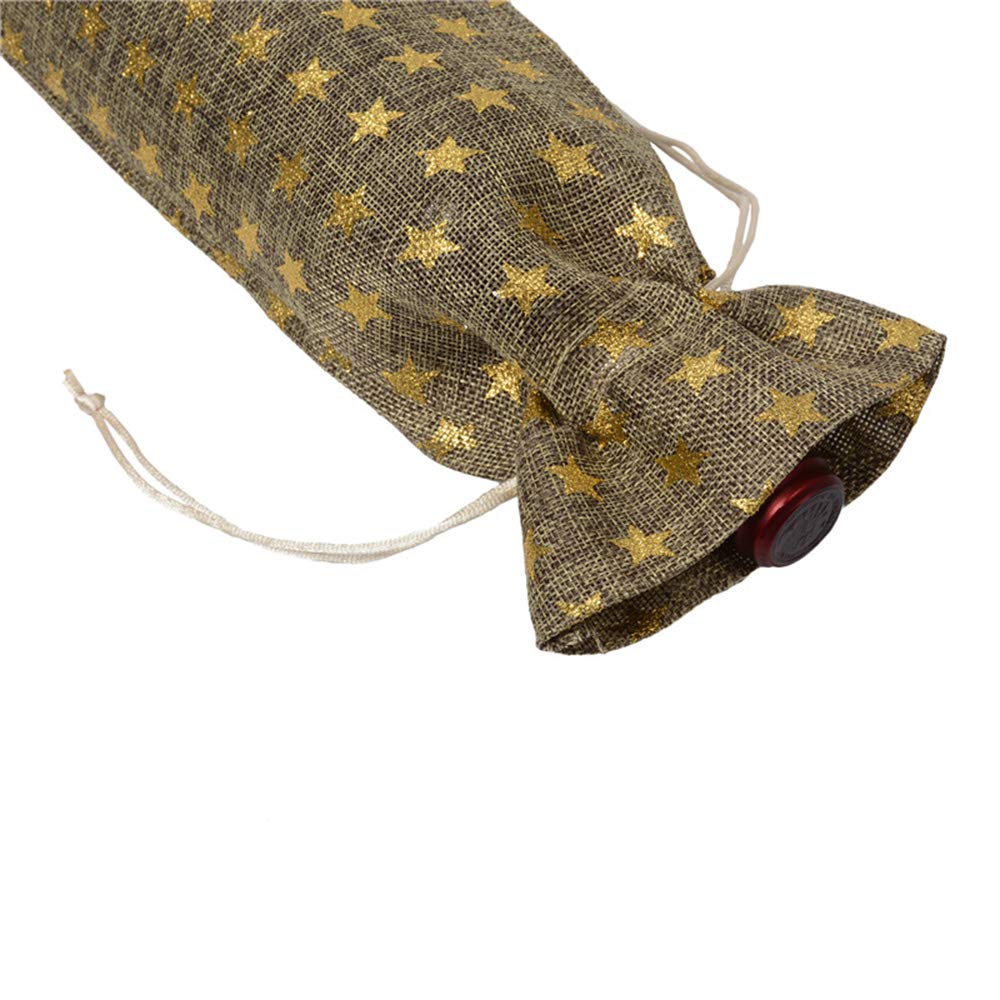 3 Pack Christmas Wine Bottle Bags - Burlap Drawstring Gift Bags for Wine, Candy & Holiday Gifts | Perfect for Christmas Parties, Home Decor & Festive Gift Wrapping