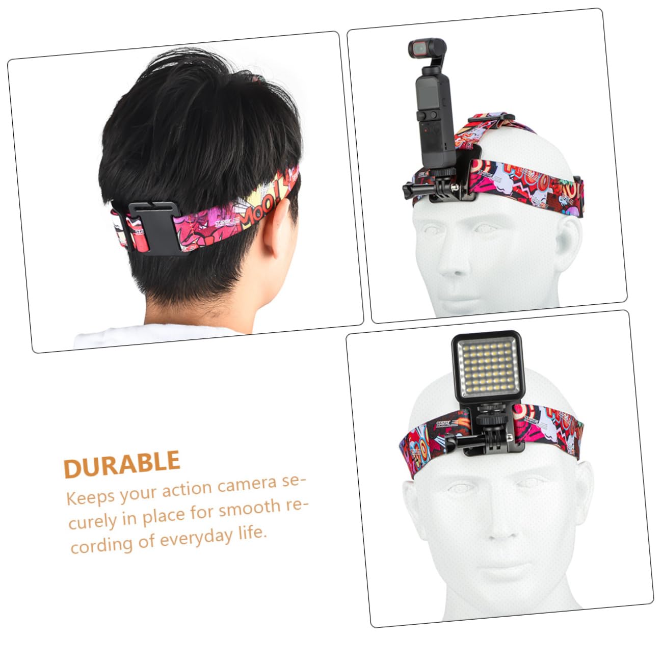 HOMSFOU Sports Camera Headset with Elastic Band - HD Video Recording for Action, Cycling, Running & Outdoor Adventures