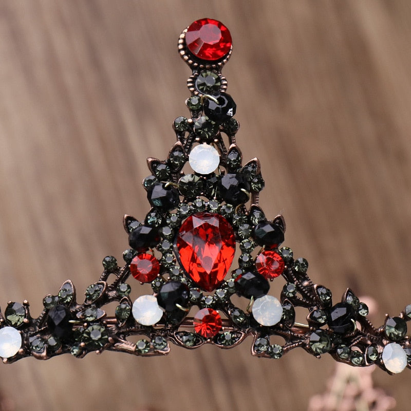 Stunning Red Crystal Crown for Women - Elegant Tiara Headpiece for Weddings, Prom, Cosplay & Special Events
