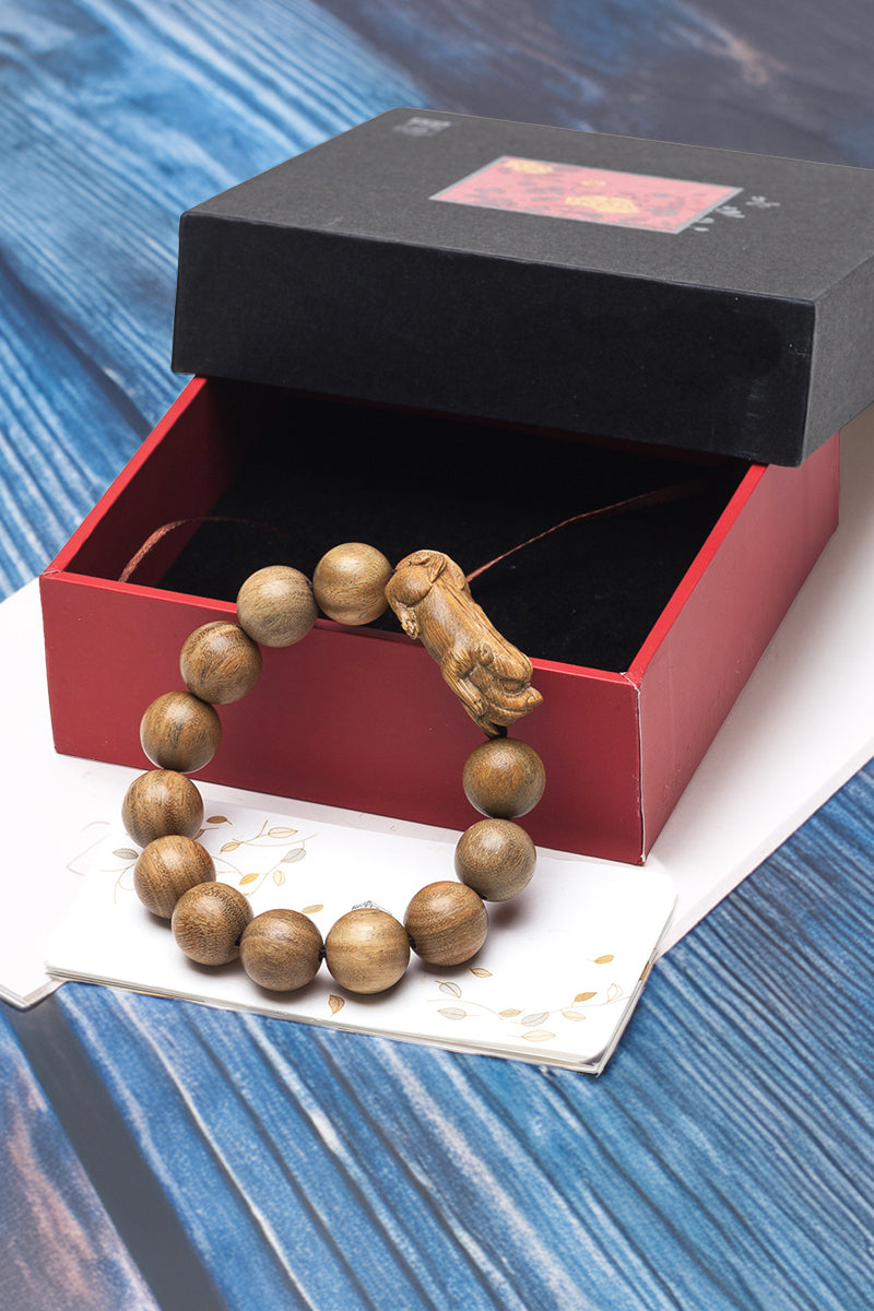 PiXiu Verawood Bracelet for Men & Women - Feng Shui Wealth & Protection Amulet - Handmade Wooden Bead Wristband for Good Luck & Positive Energy | Perfect for Meditation, Gifts & Spiritual Healing